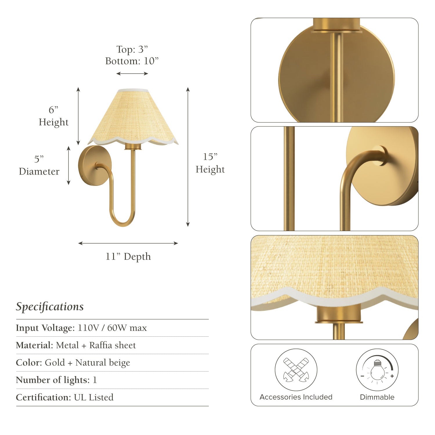 Lyra Clamp Cone Wall Light Sconce