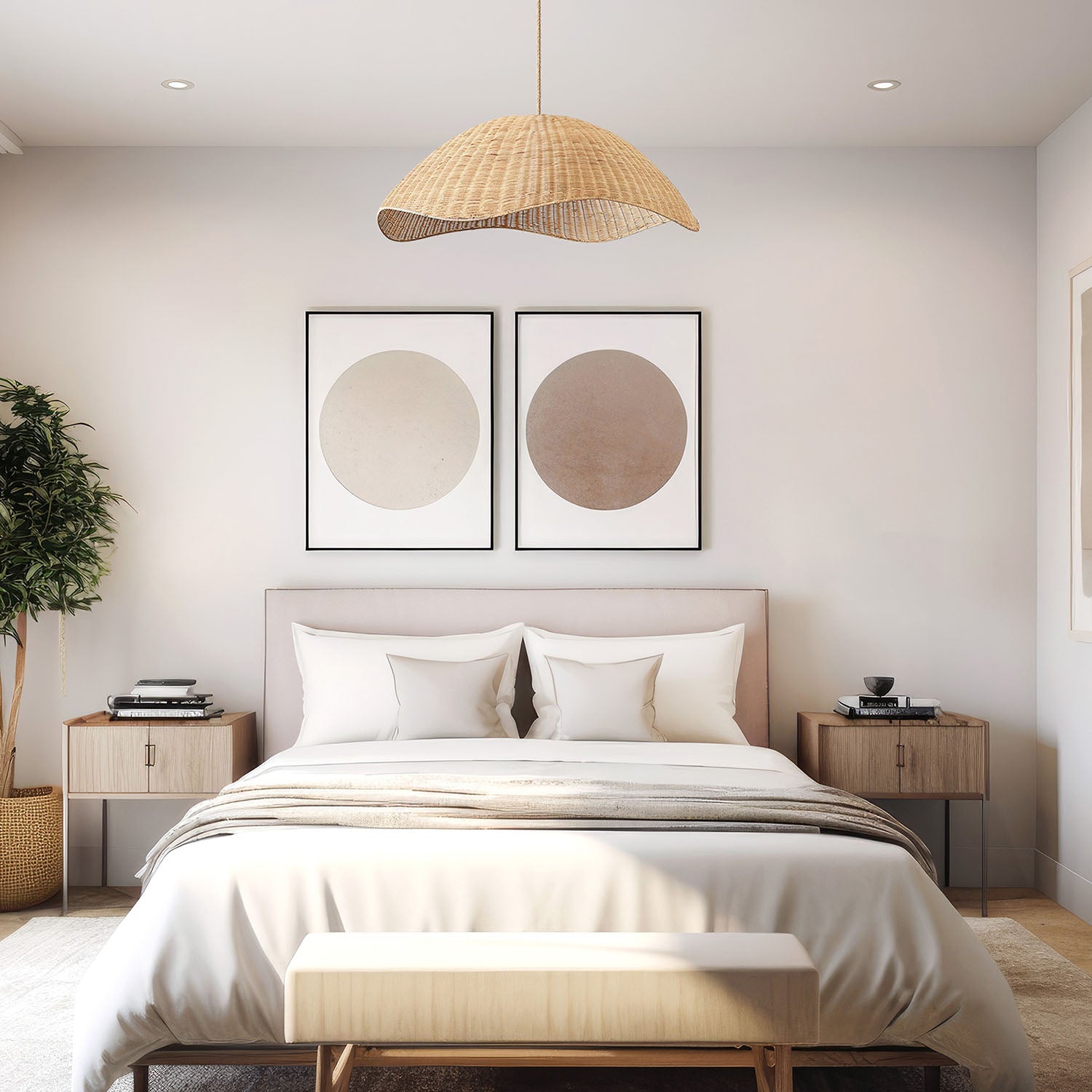 Nana Vermiculate Rattan Pendant Light