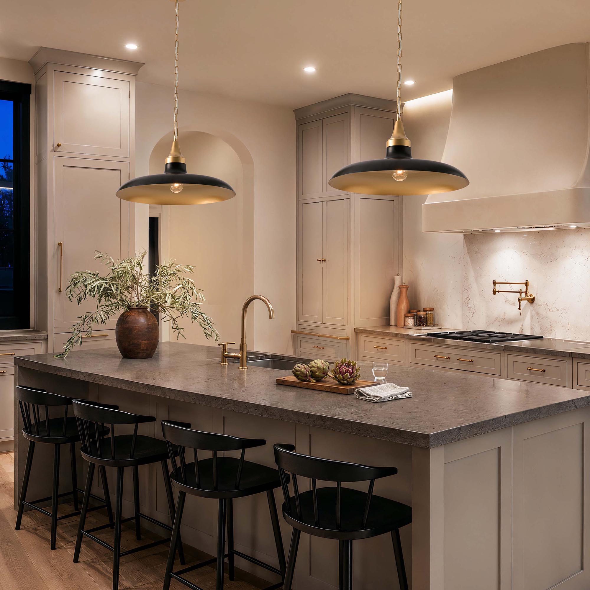 natalia black pendant light on focus kitchen-evening