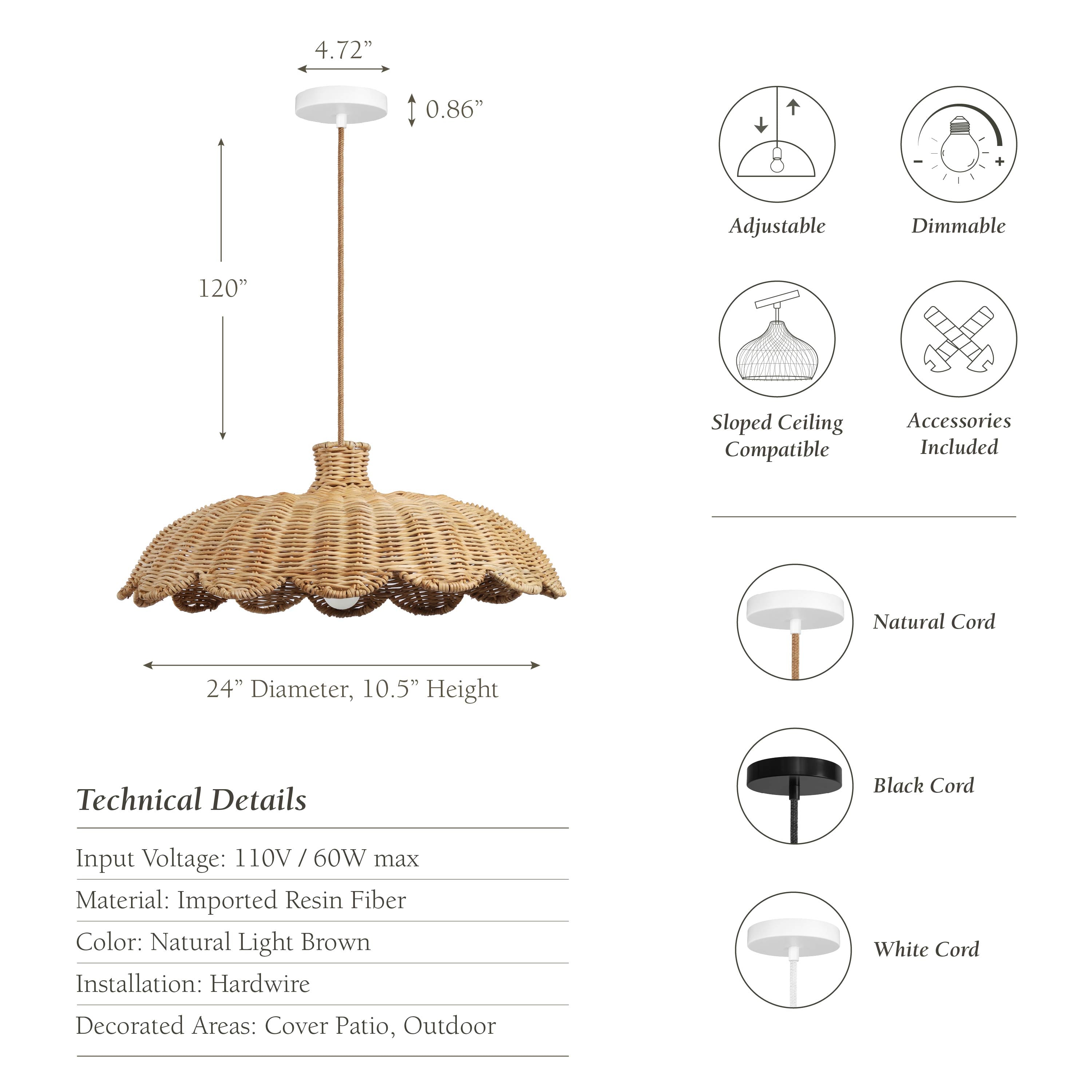 Outdoor Aurelia Rattan Pendant Light