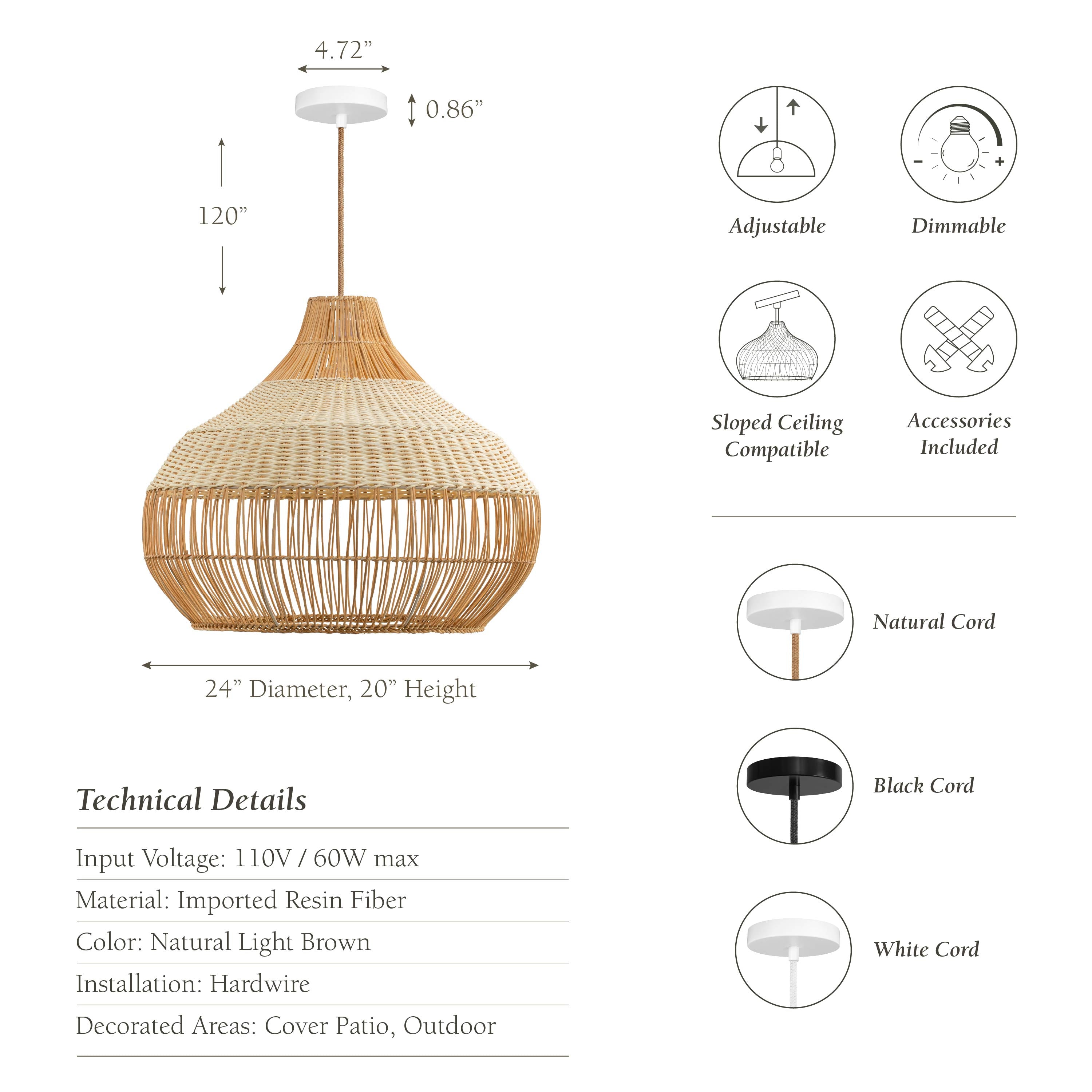 Outdoor Beatrice Rattan Pendant Light