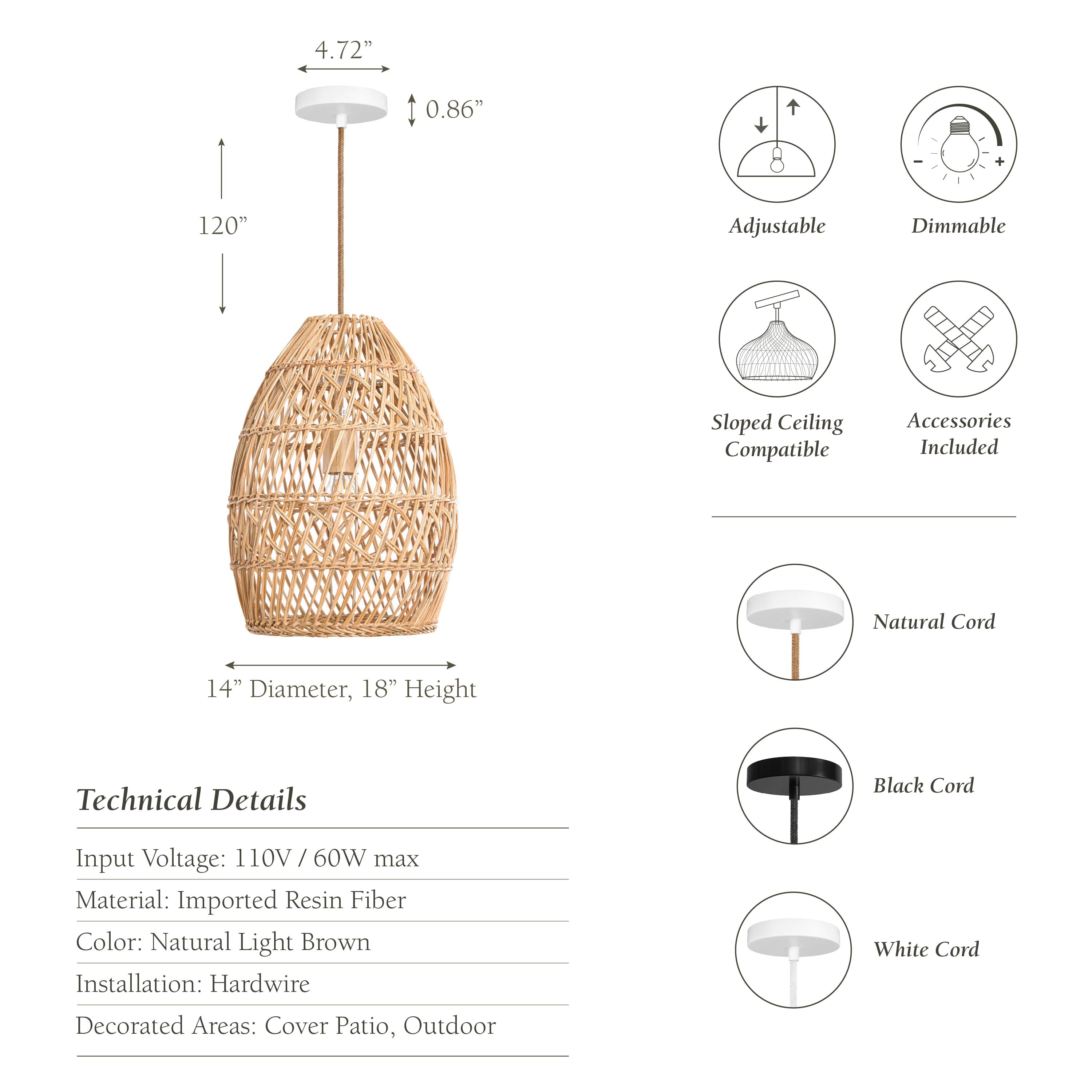 Outdoor Callie Rattan Pendant Light