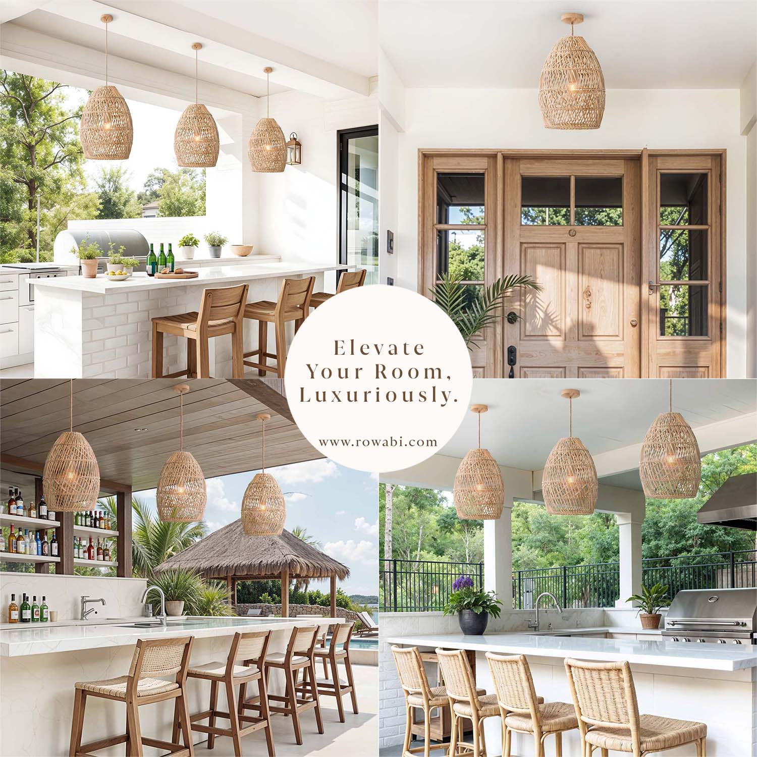 Outdoor Callie Rattan Pendant Light