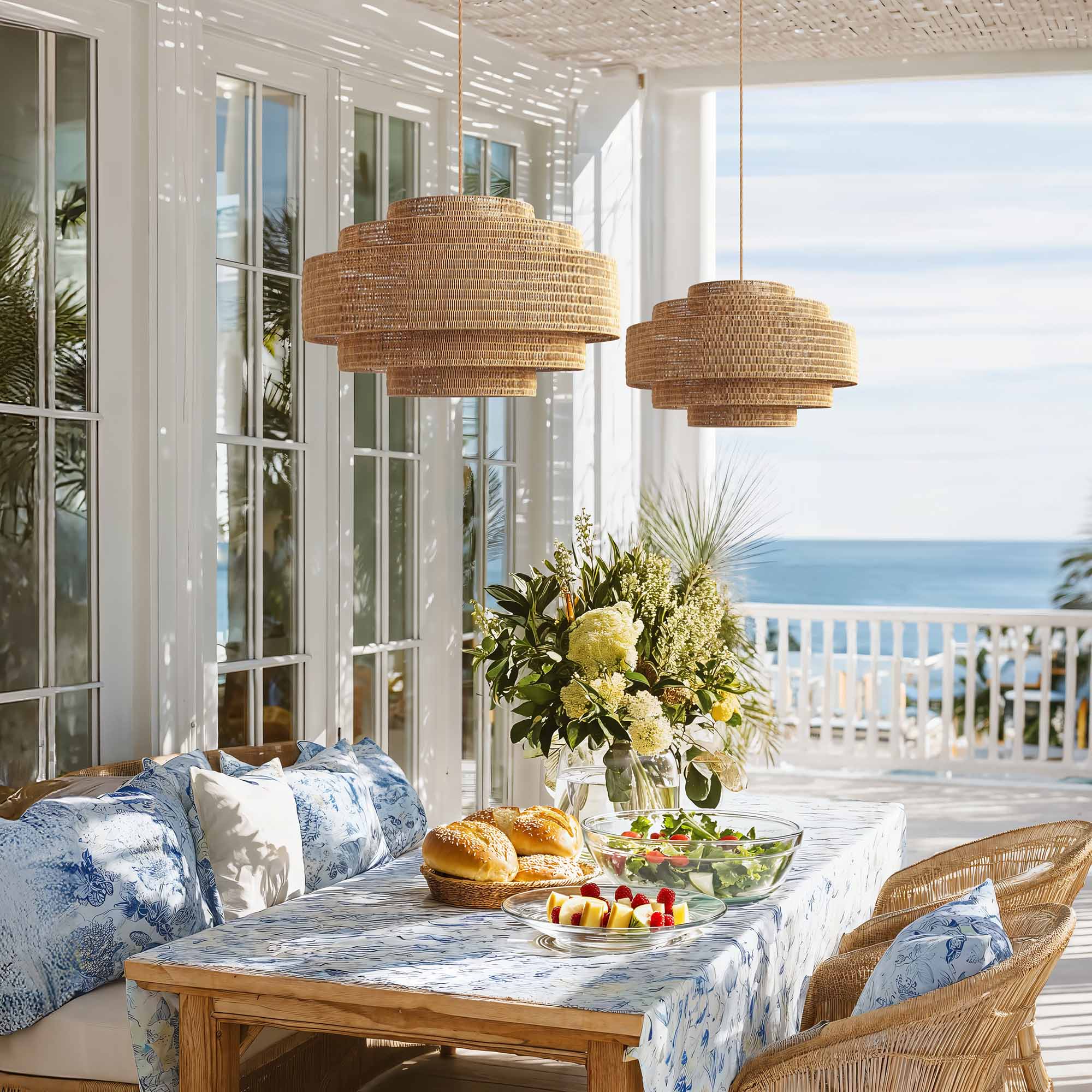 Outdoor Starry Rattan Pendant Light