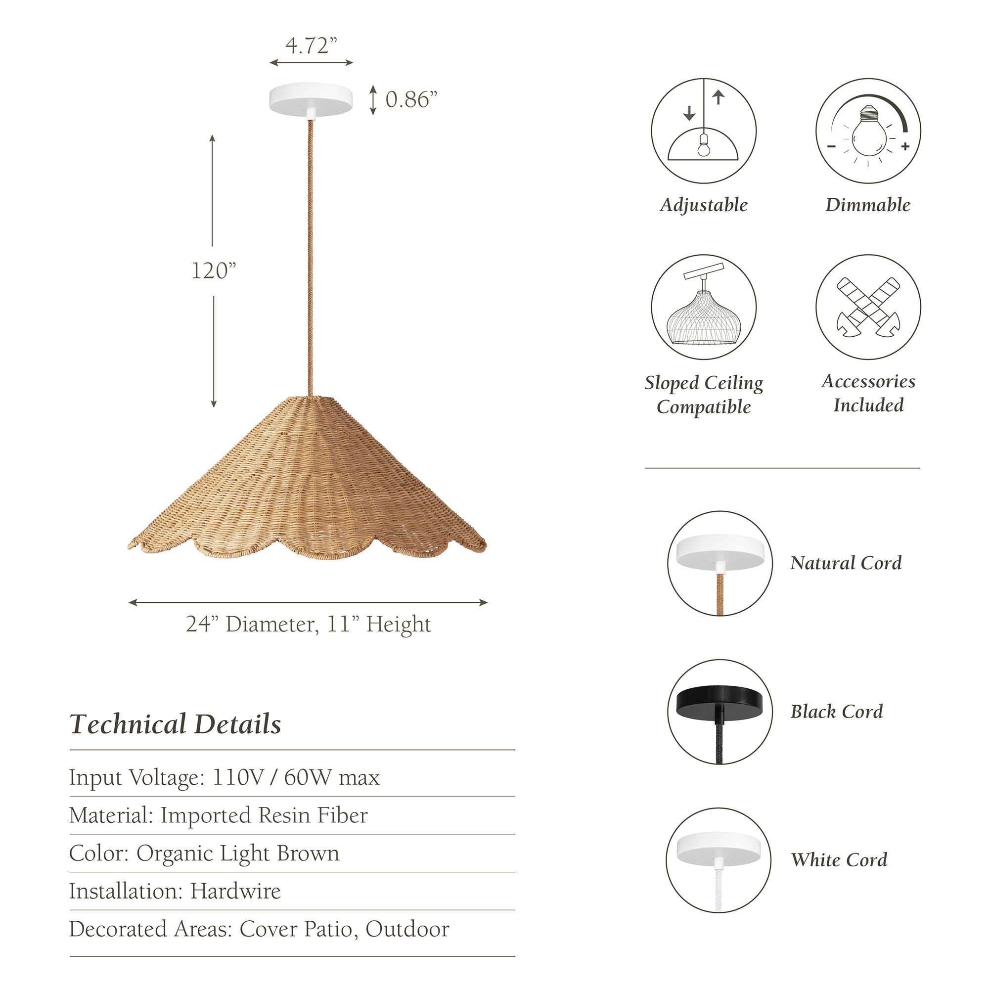 outdoor daisy rattan pendant light with wicker shade