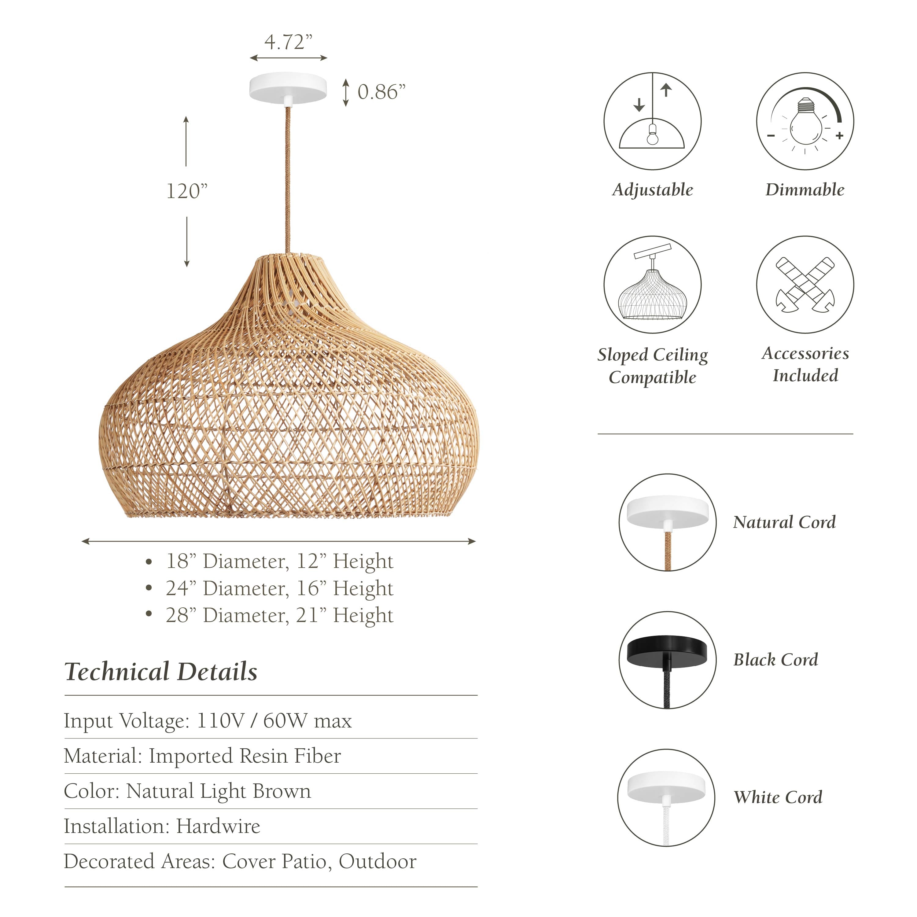Outdoor Kloe Rattan Pendant Light