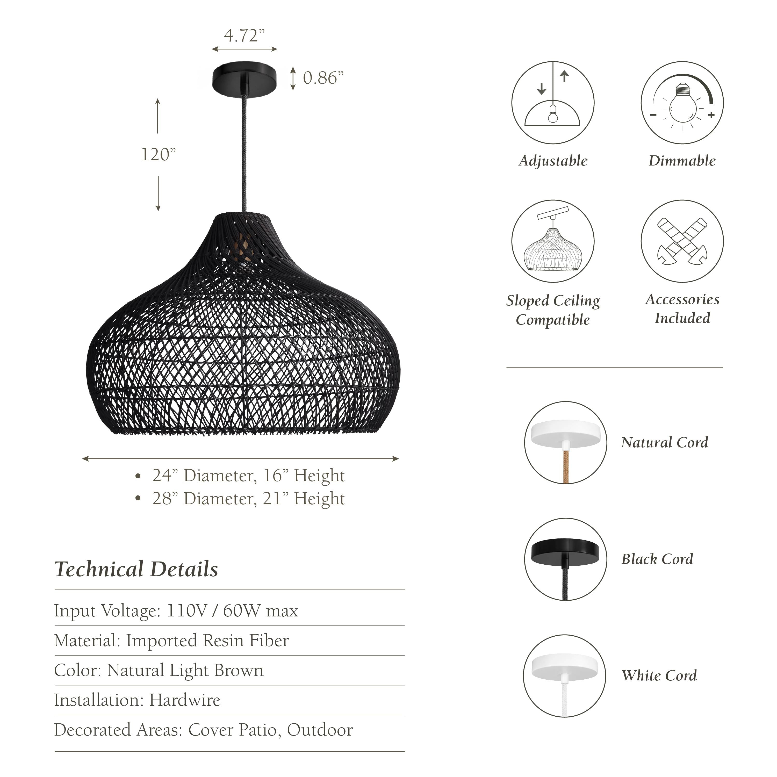 Outdoor Latigo Rattan Pendant Light