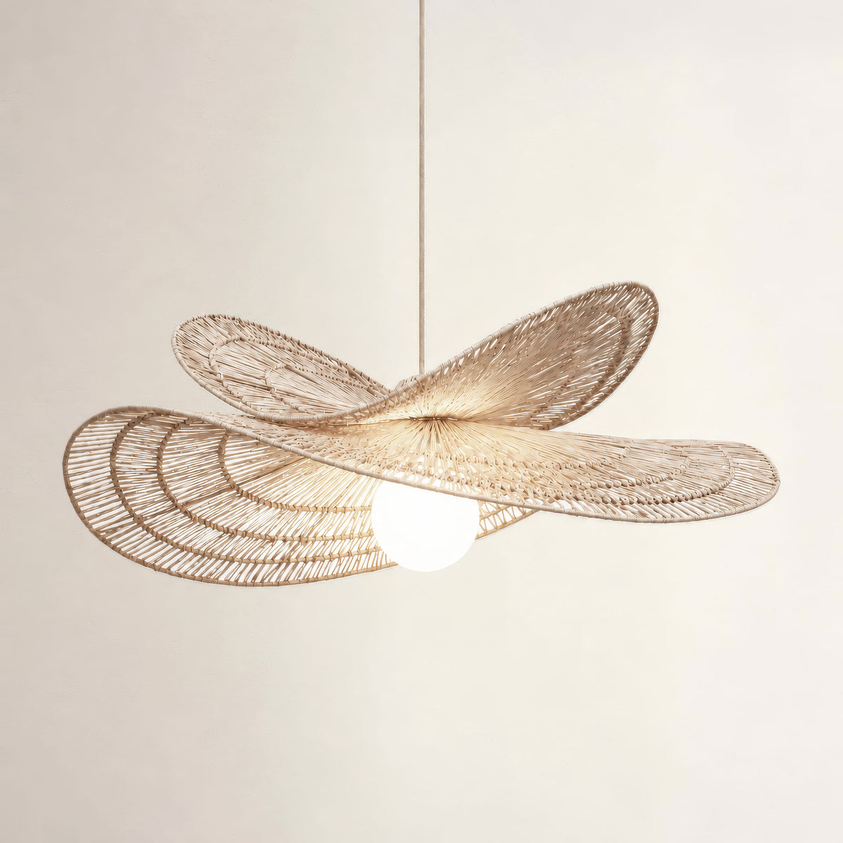 outdoor whisper leaf light brown rattan pendant light on