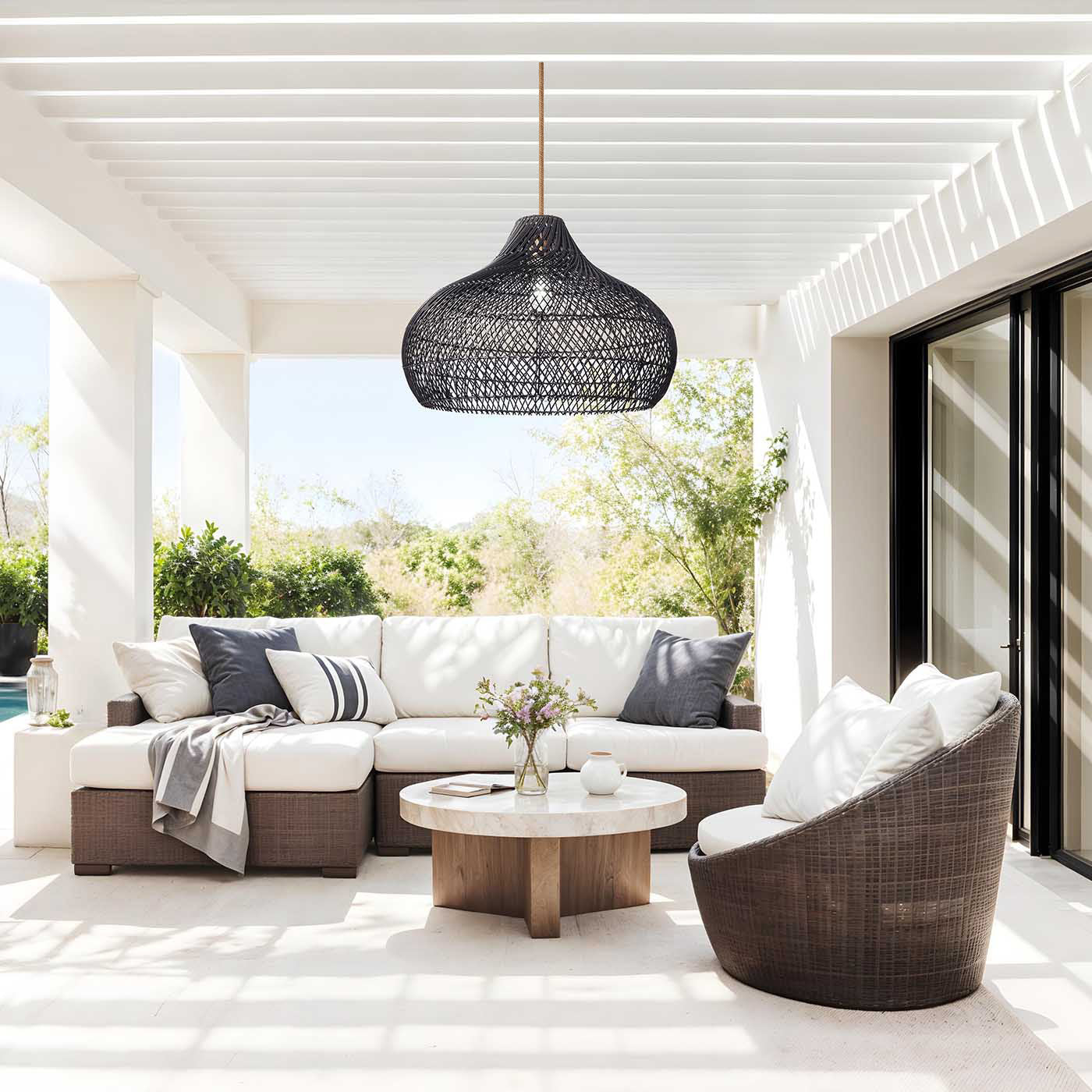 Outdoor Latigo Rattan Pendant Light