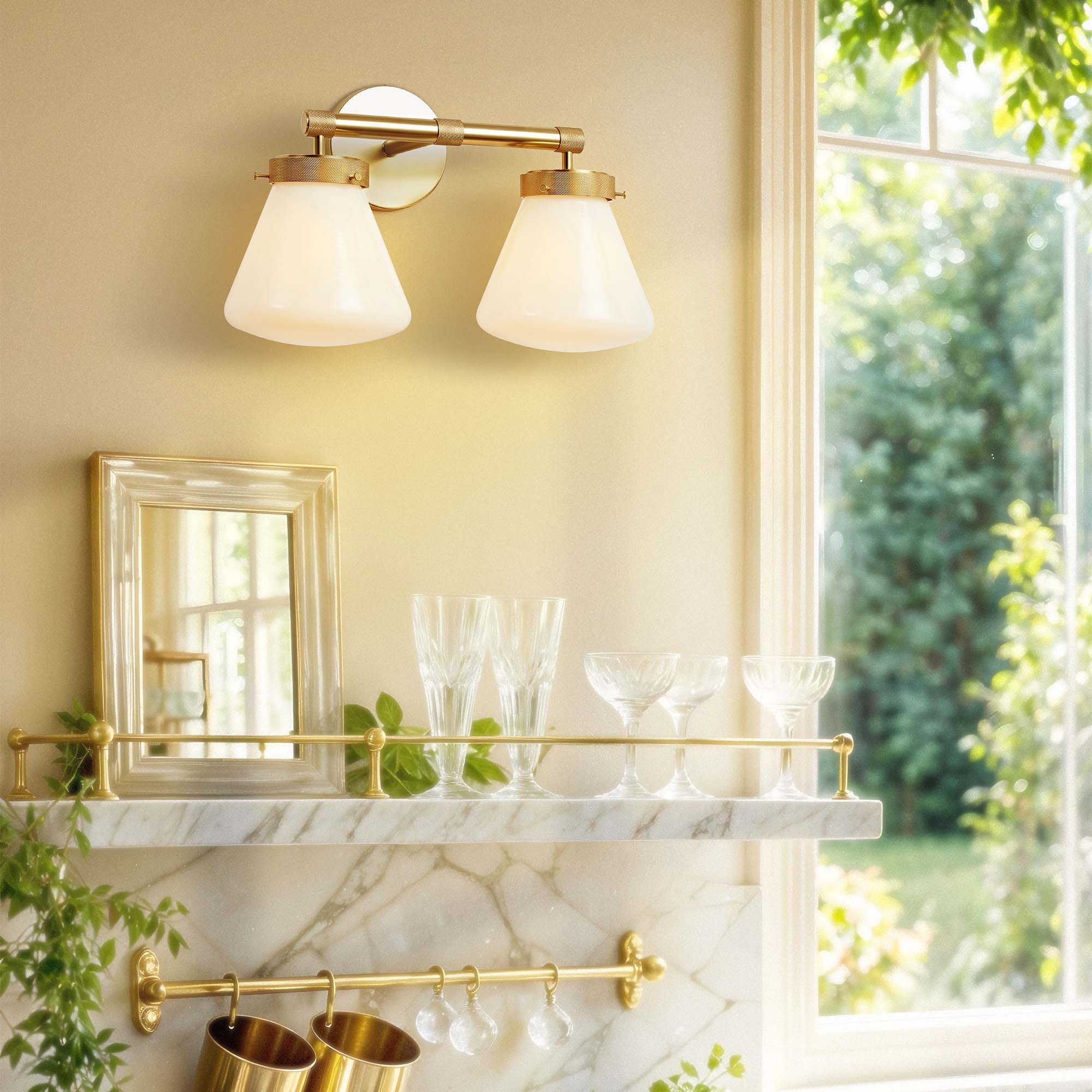 plump dual arm wall sconce for kitchen