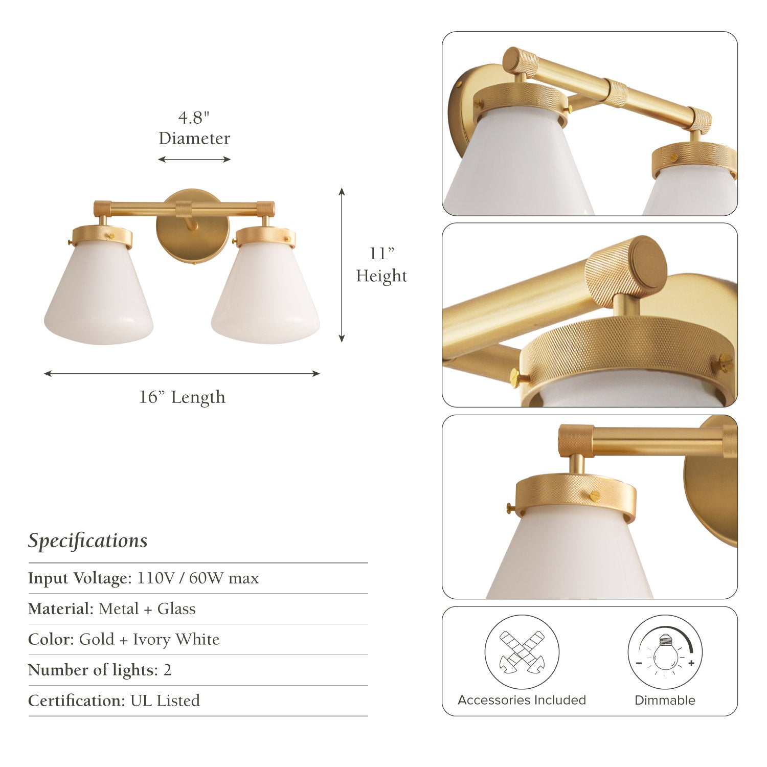 Plump Dual-Arm Wall Sconce