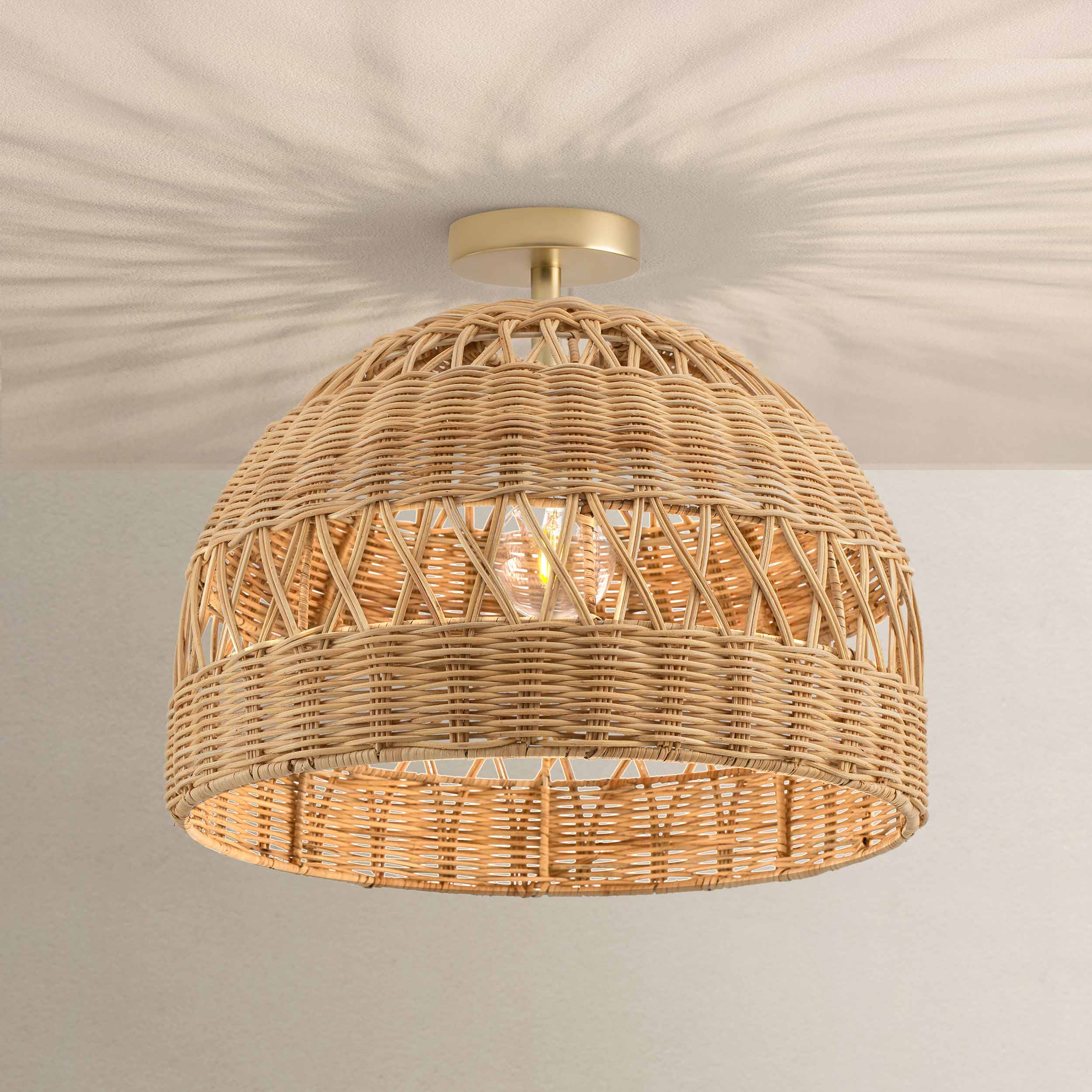 Radiant Rattan Flush Mount Light