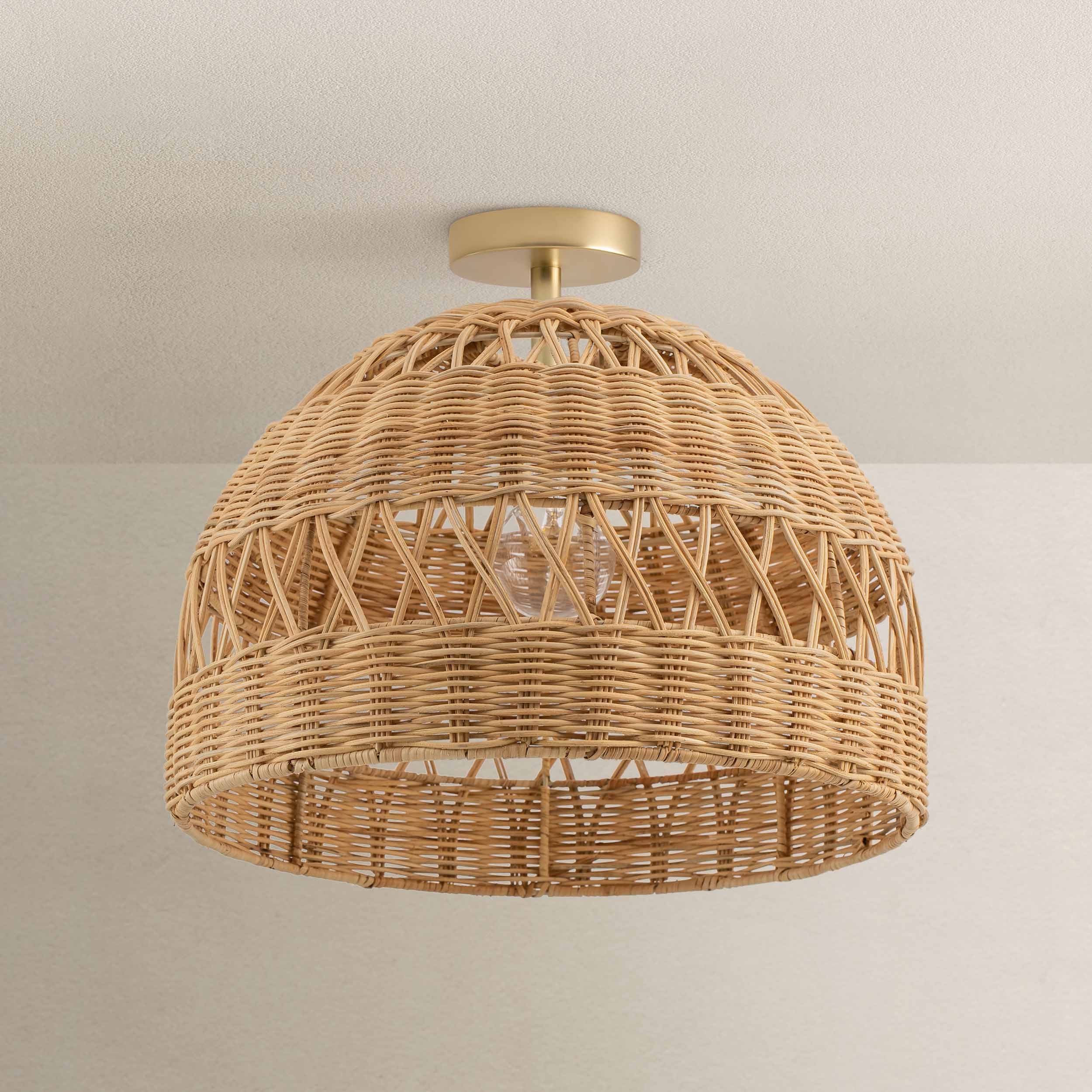 Radiant Rattan Flush Mount Light