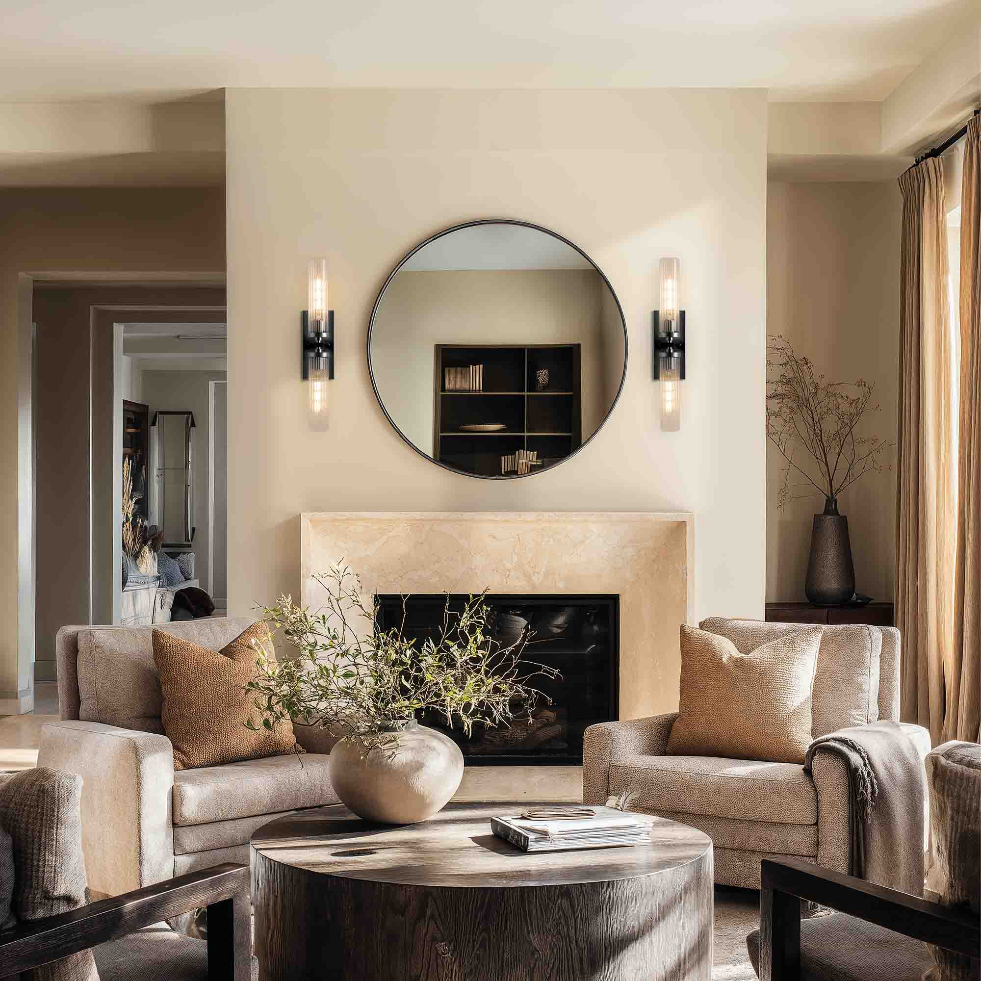 Rowabi 2-Light Black Wall Sconce