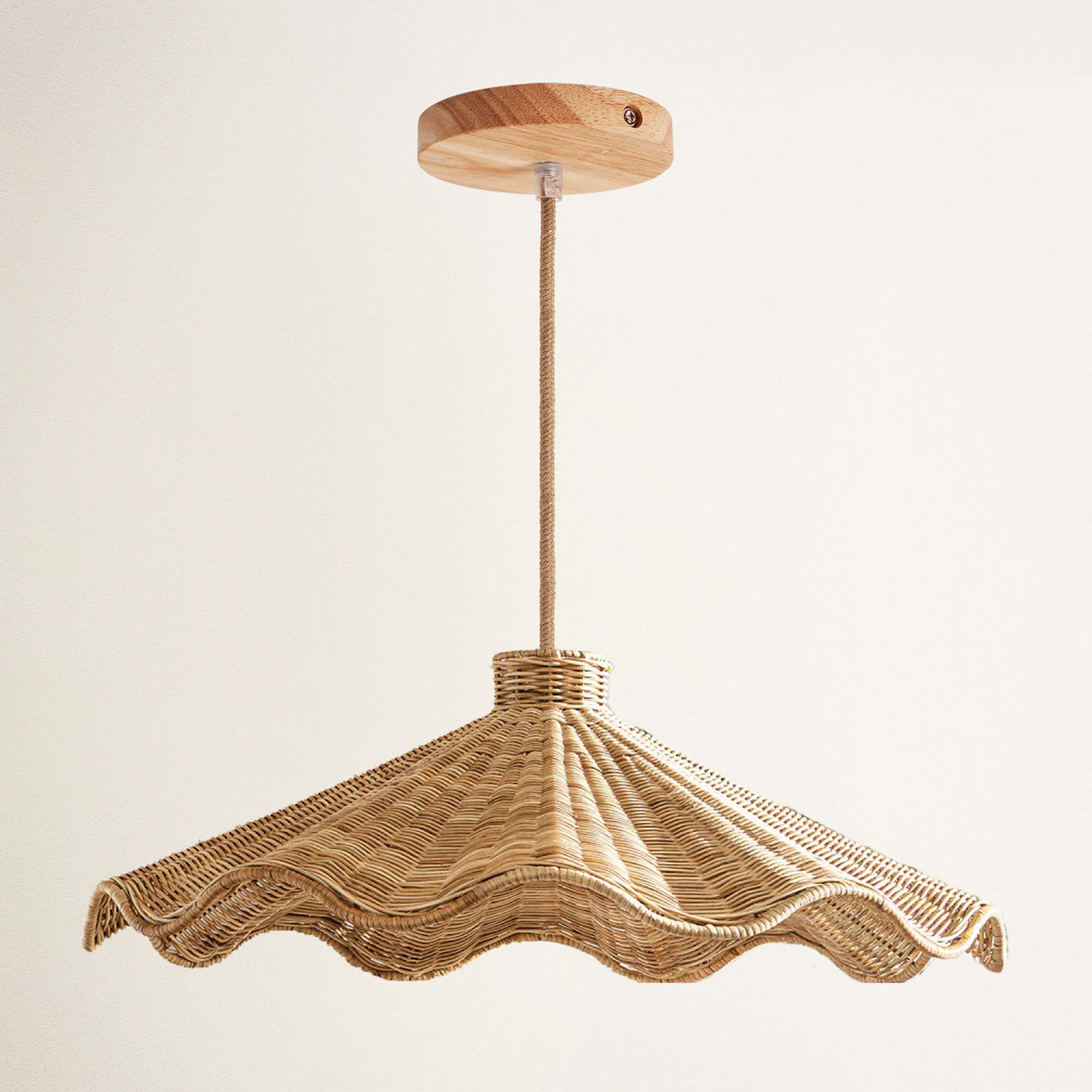 rowabi ariel hardwire natural woven pendant light with wooden finish