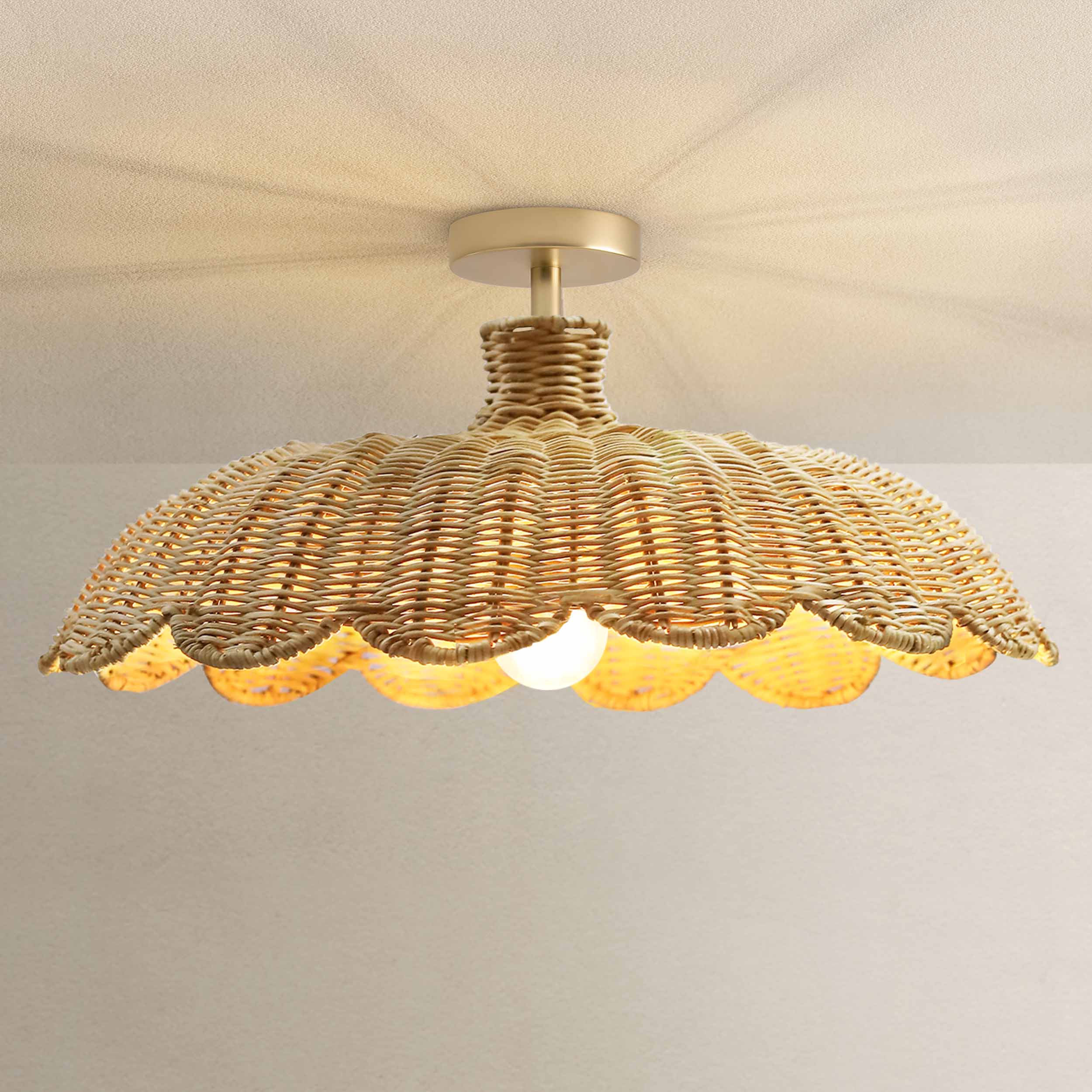 Aurelia Rattan Flush Mount Light
