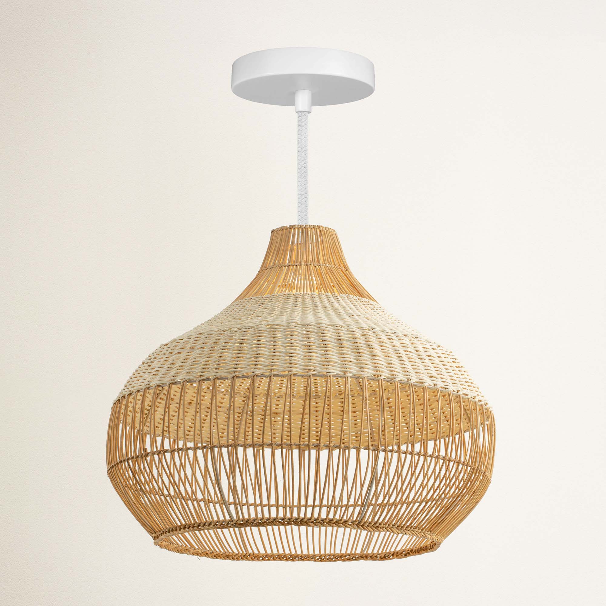 rowabi beatrice hardwire white wicker pendant light