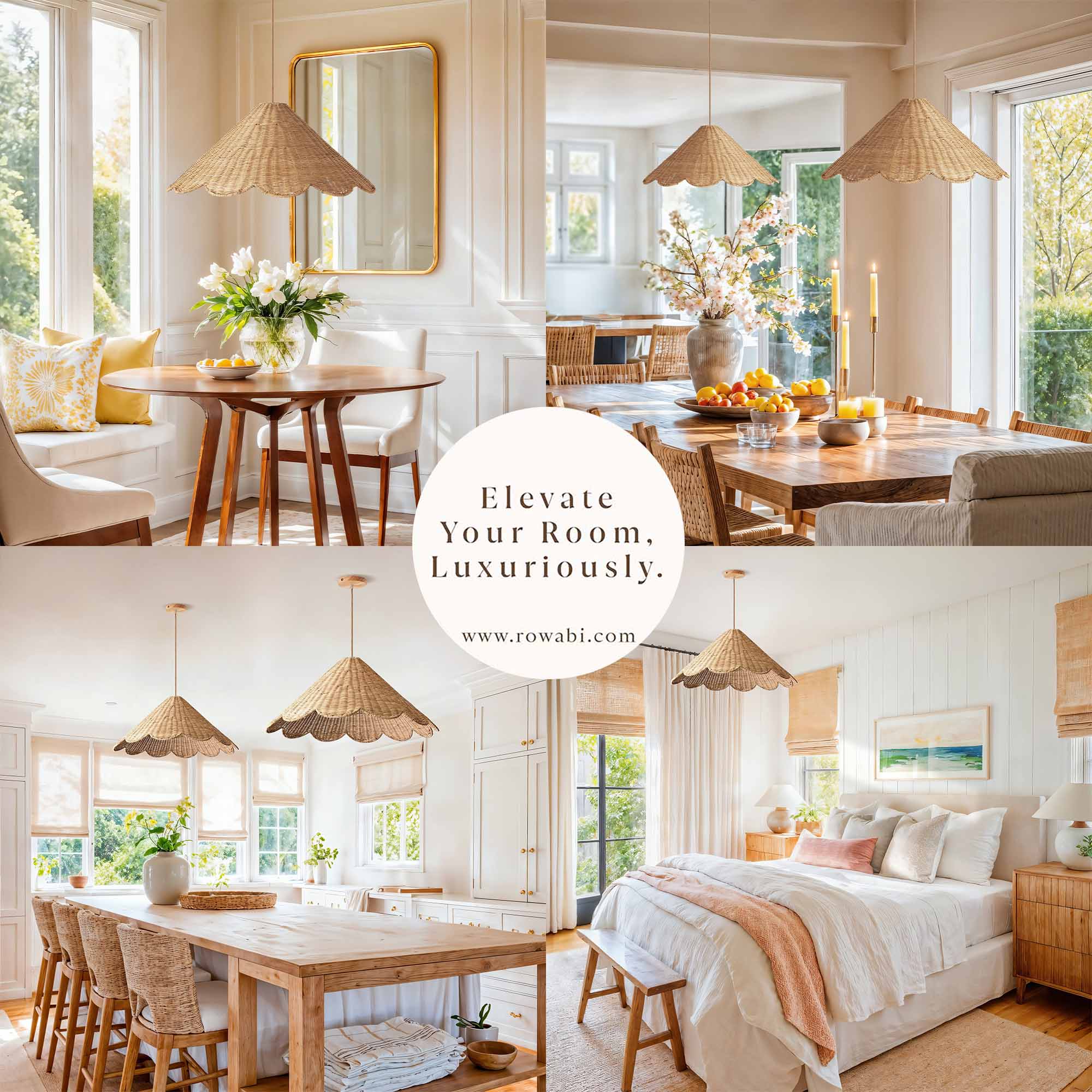 Daisy Cone Rattan Pendant Light