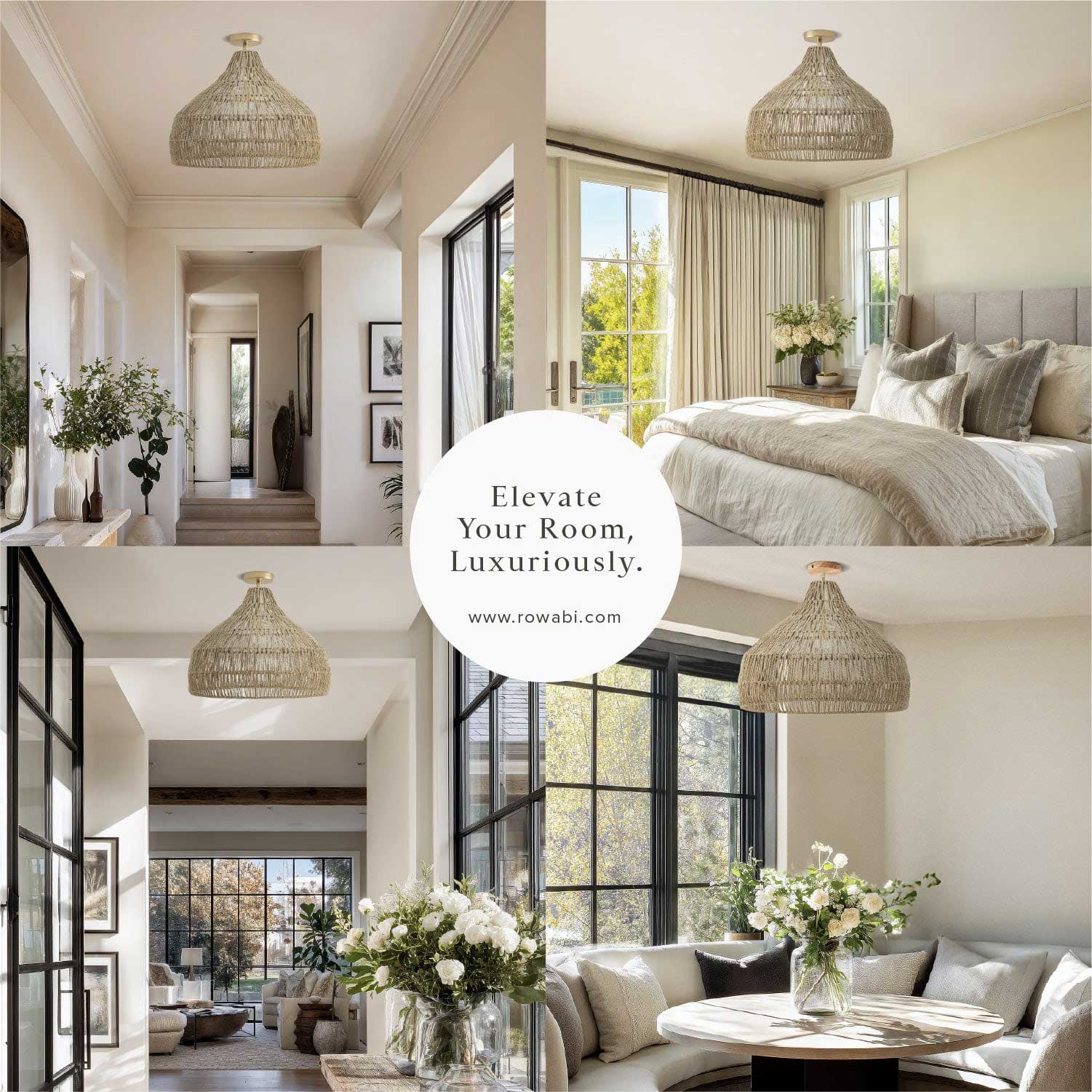 Dreamy Palm Fibers Flush Mount Light