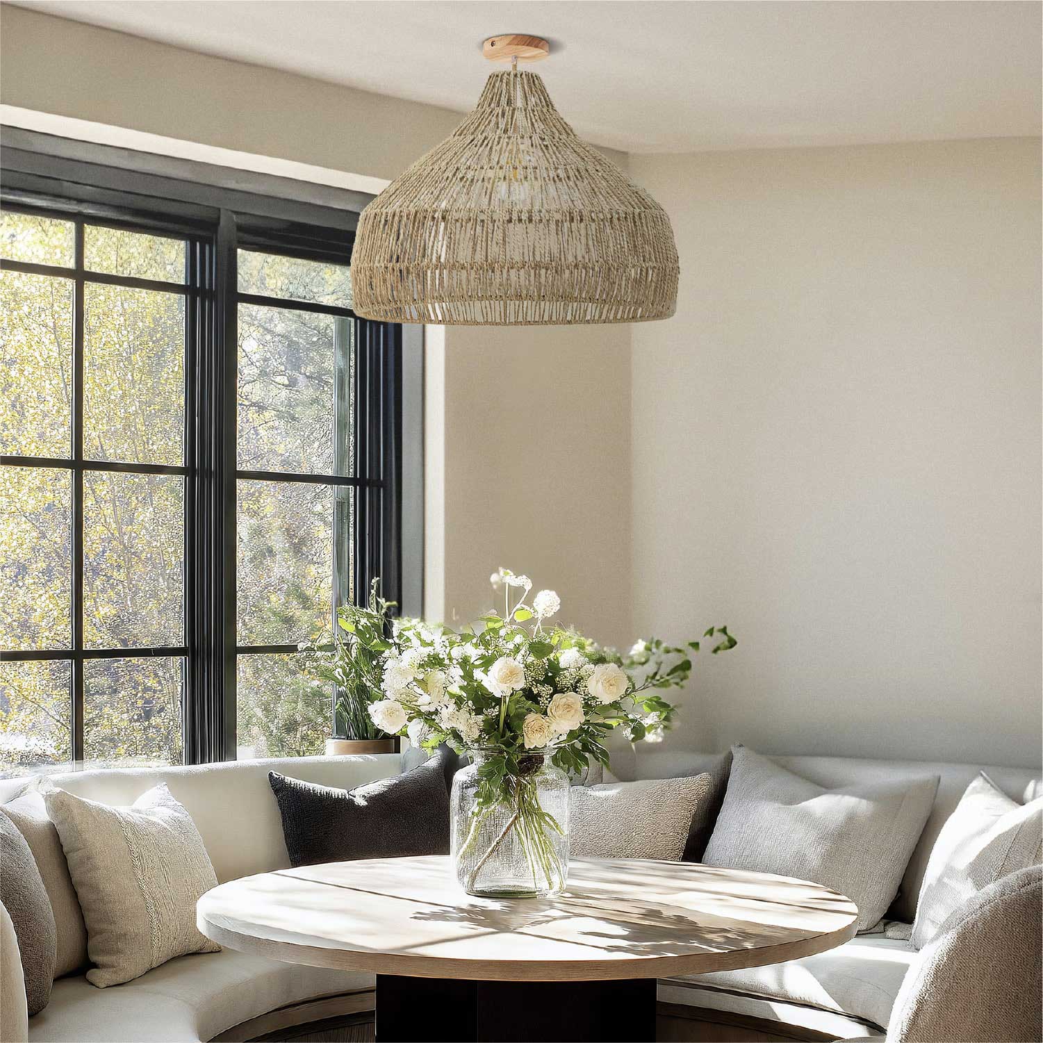 Dreamy Palm Fibers Flush Mount Light