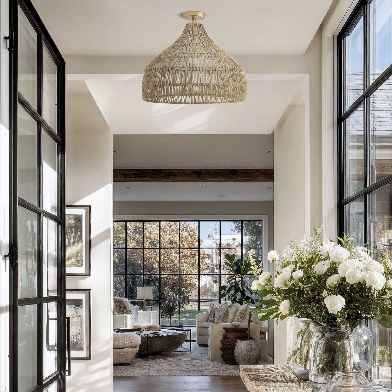 Dreamy Palm Fibers Flush Mount Light