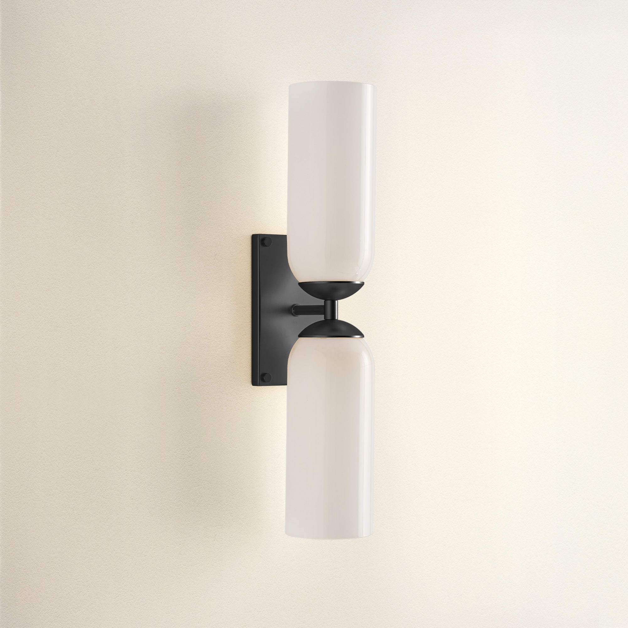 Glass Double Black Wall Sconce