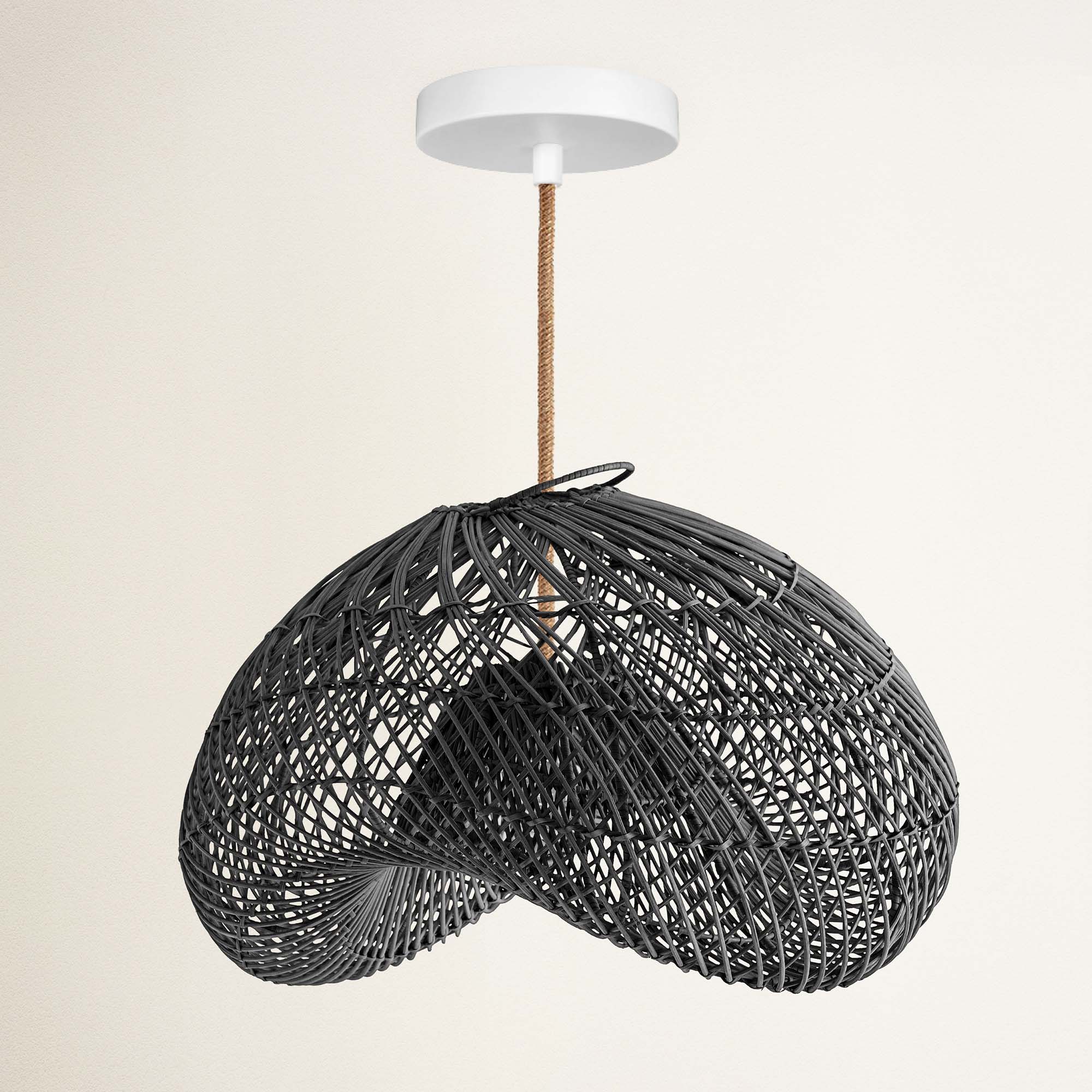rowabi lucian outdoor hardwire natural black woven pendant light
