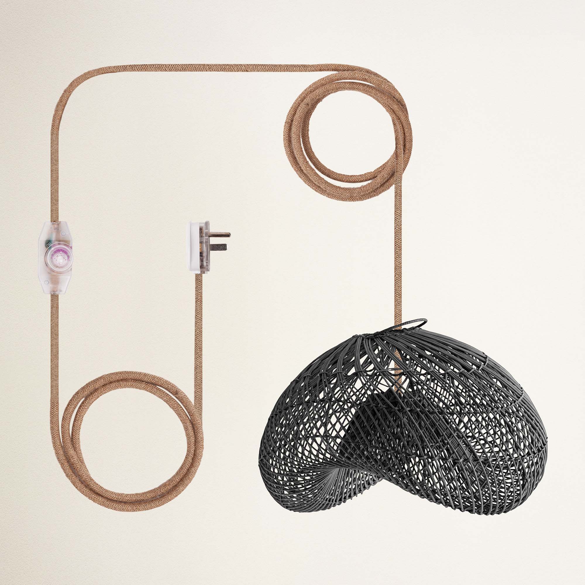 rowabi lucian plug in natural woven basket with coiled rope