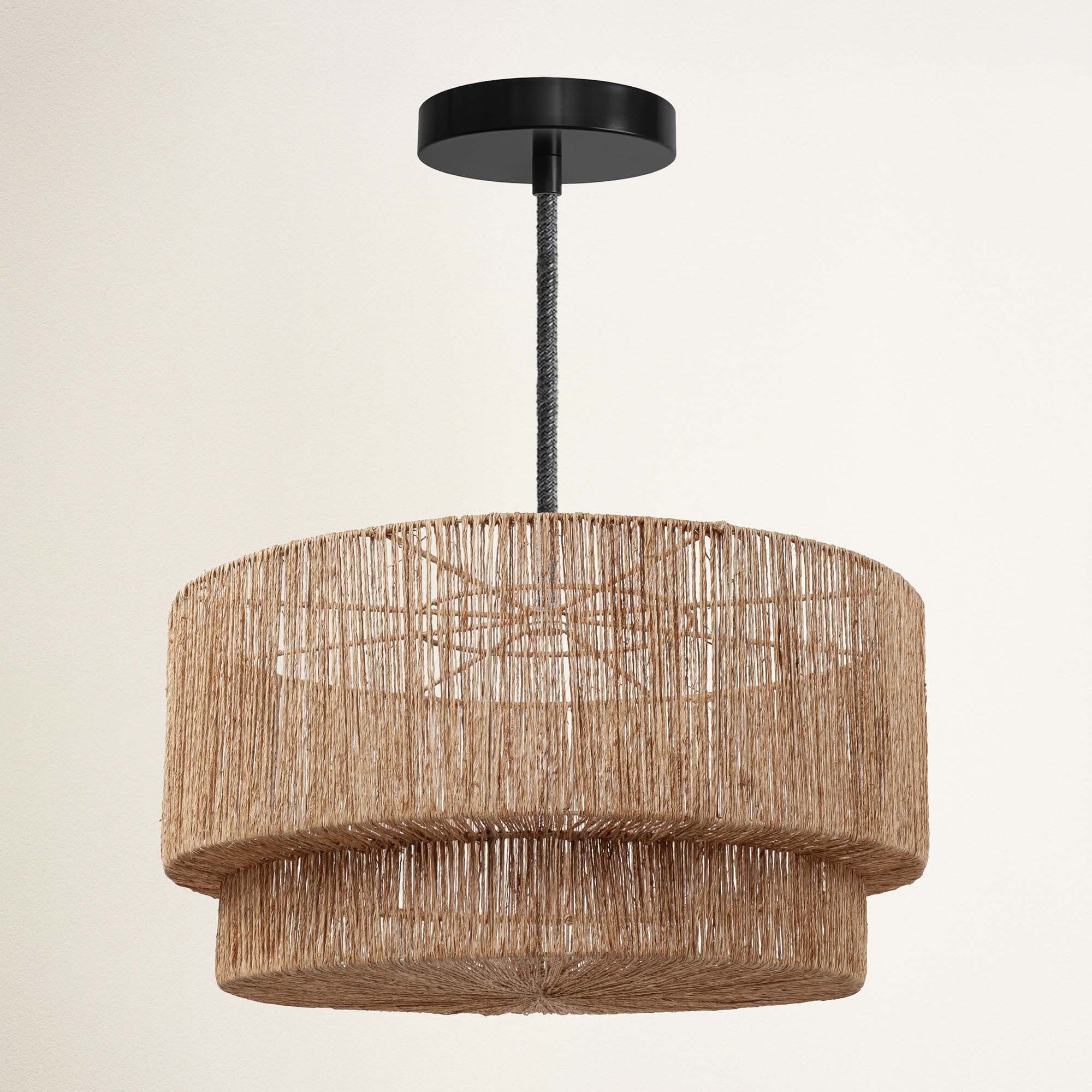 rowabi luminous hardwire black ceiling light fixture with woven design
