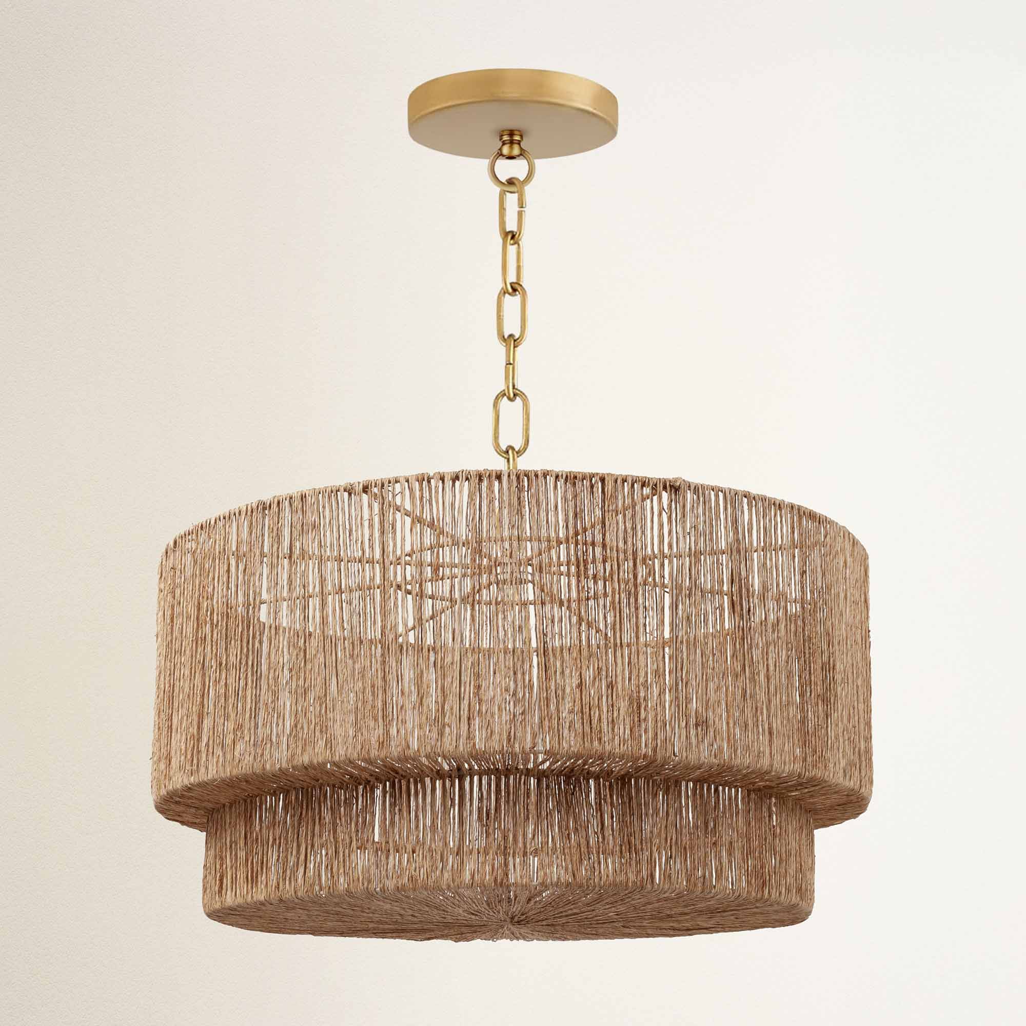 rowabi luminous hardwire gold chain ceiling light fixture with woven design