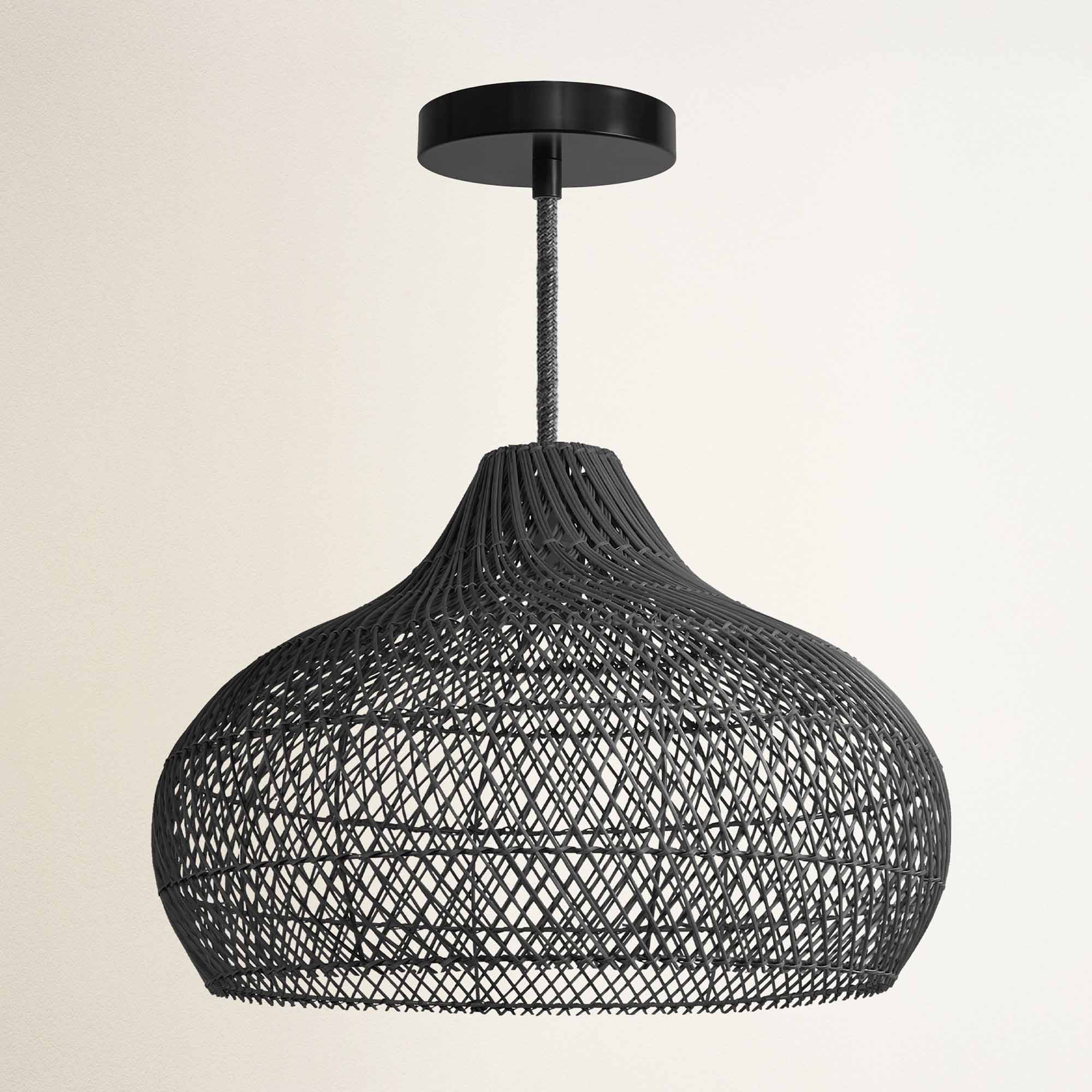 rowabi outdoor latigo hardwire black woven pendant light