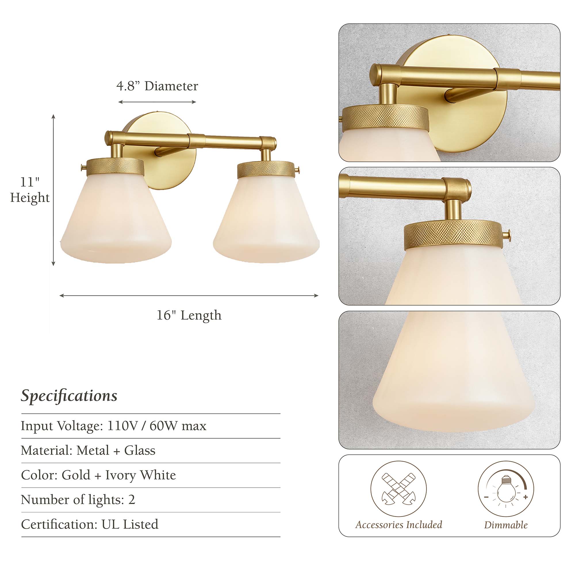 Plump Dual-Arm Wall Sconce