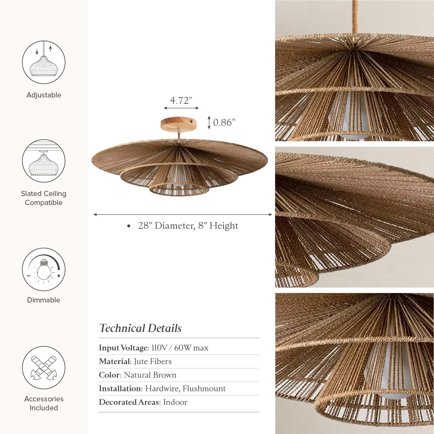 Sammie Tier Rattan Flush Mount Light