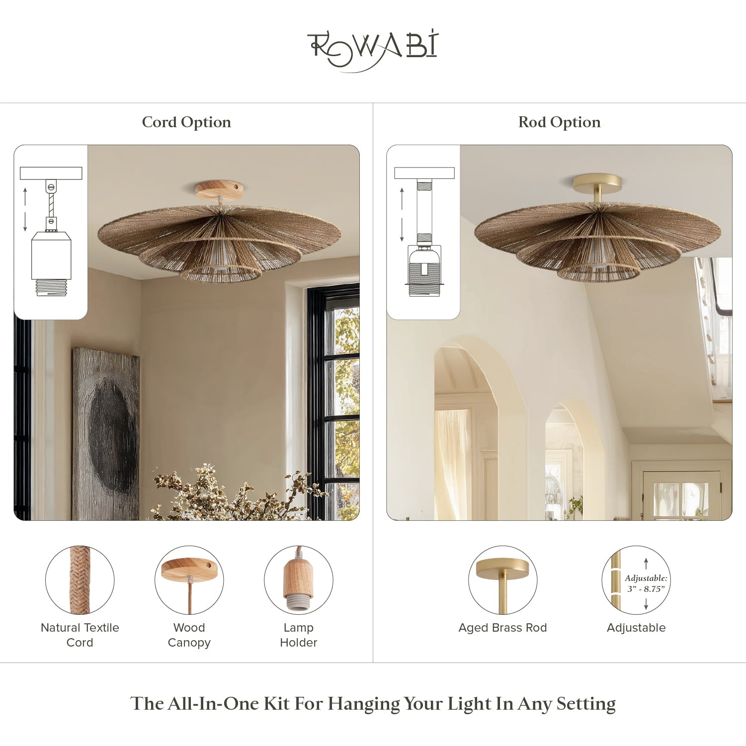 Sammie Tier Rattan Flush Mount Light