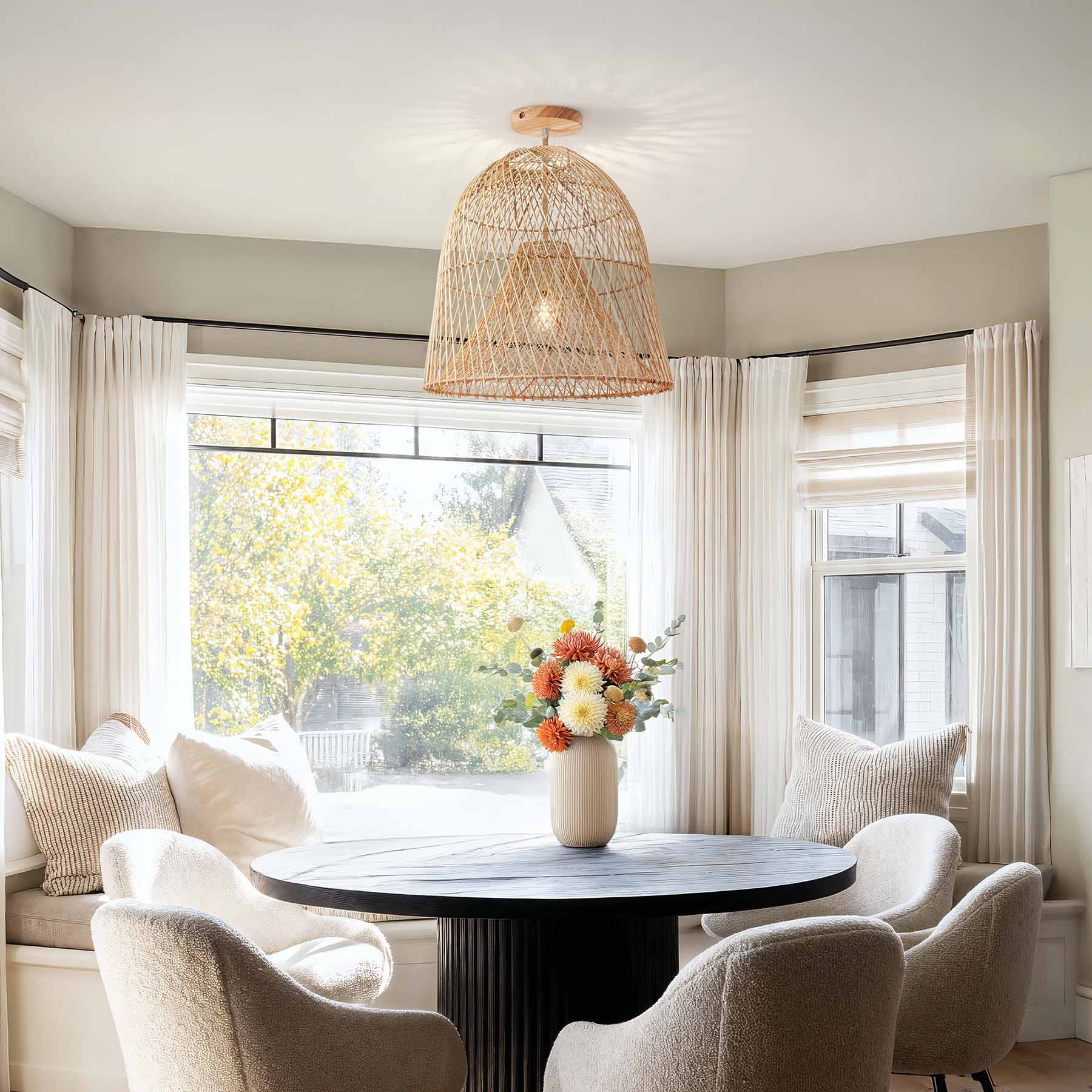 Santa Barbara Rattan Flush Mount Light