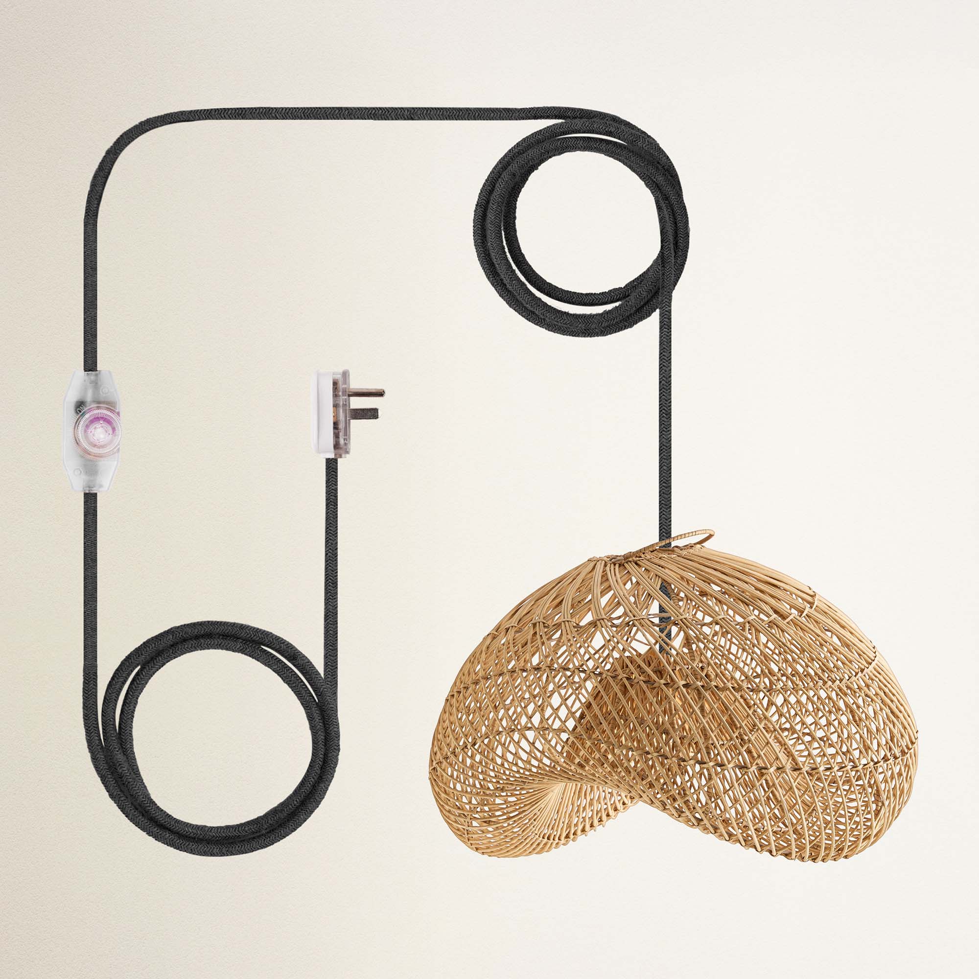 rowabi sepherina plug in black with woven lampshade