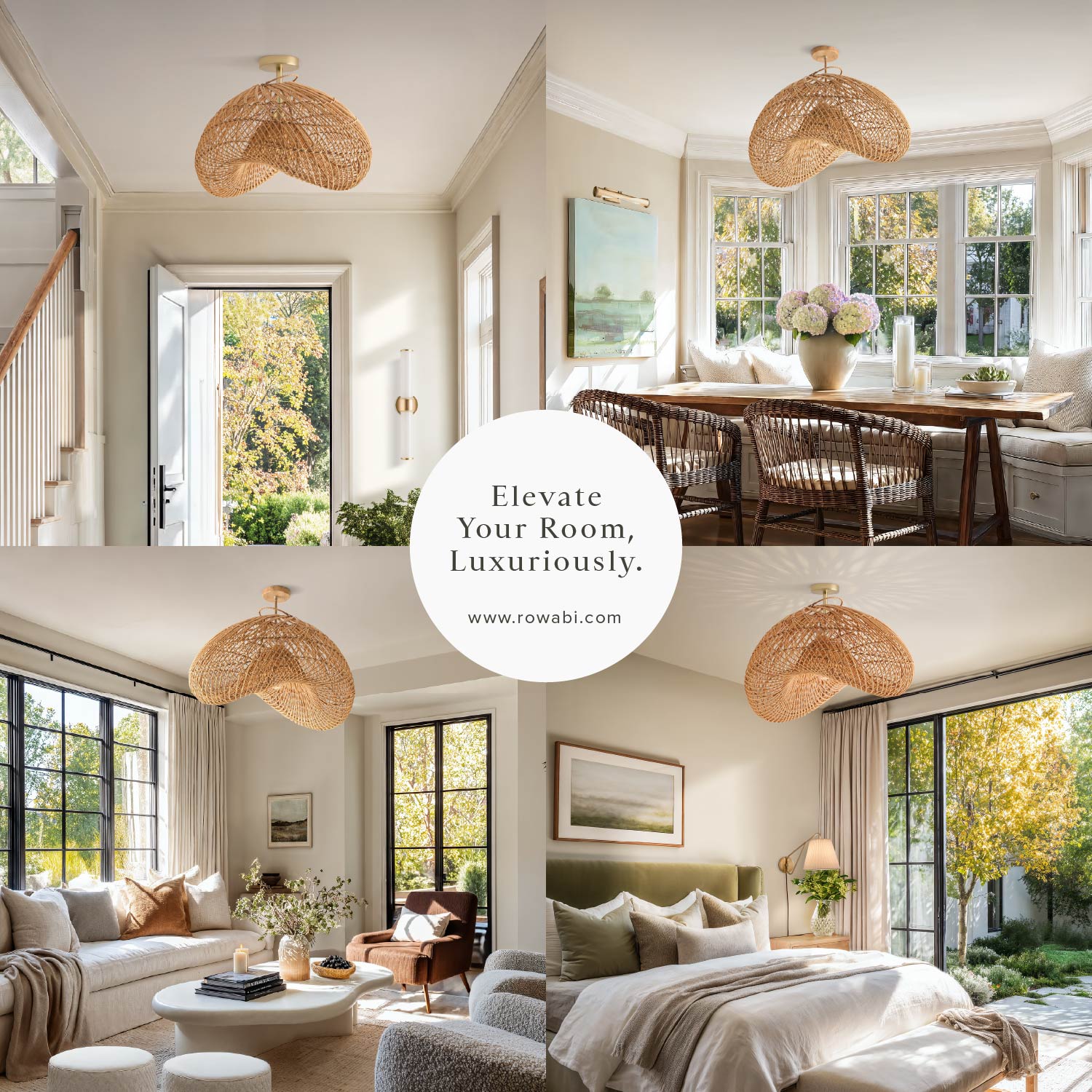 Sepherina Rattan Flush Mount Light