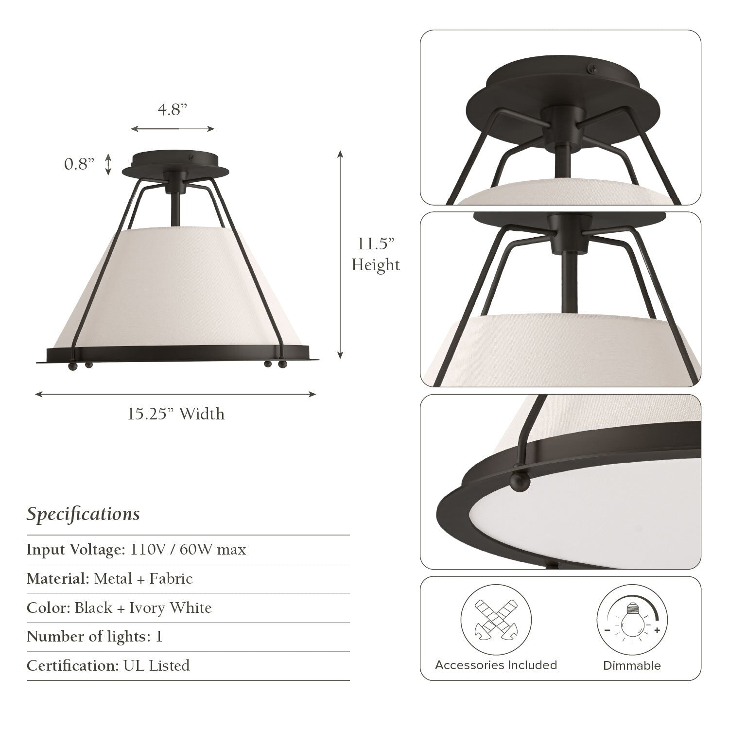 rowabi solacer black flush mount ceiling light fixture