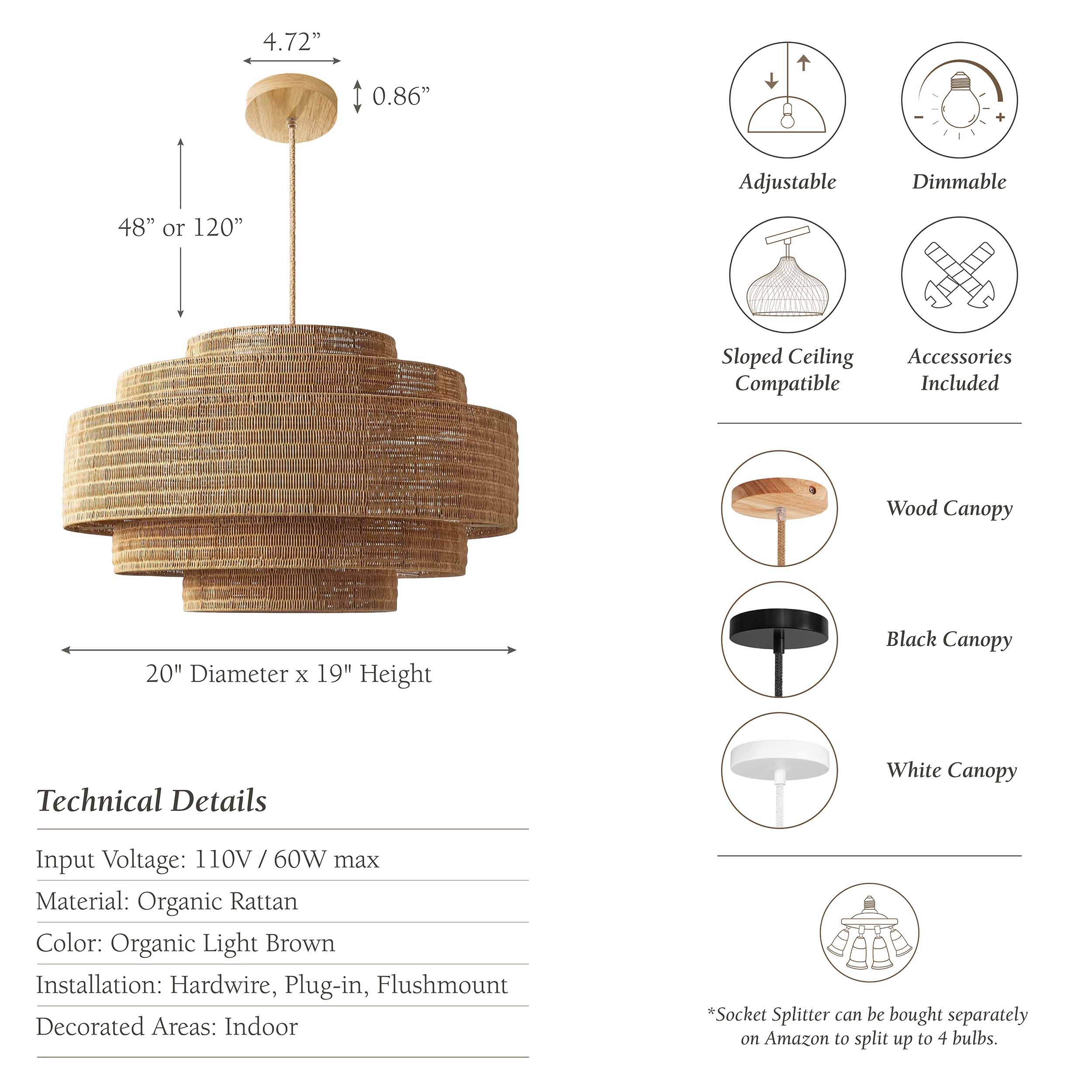 Starry Rattan Pendant Light