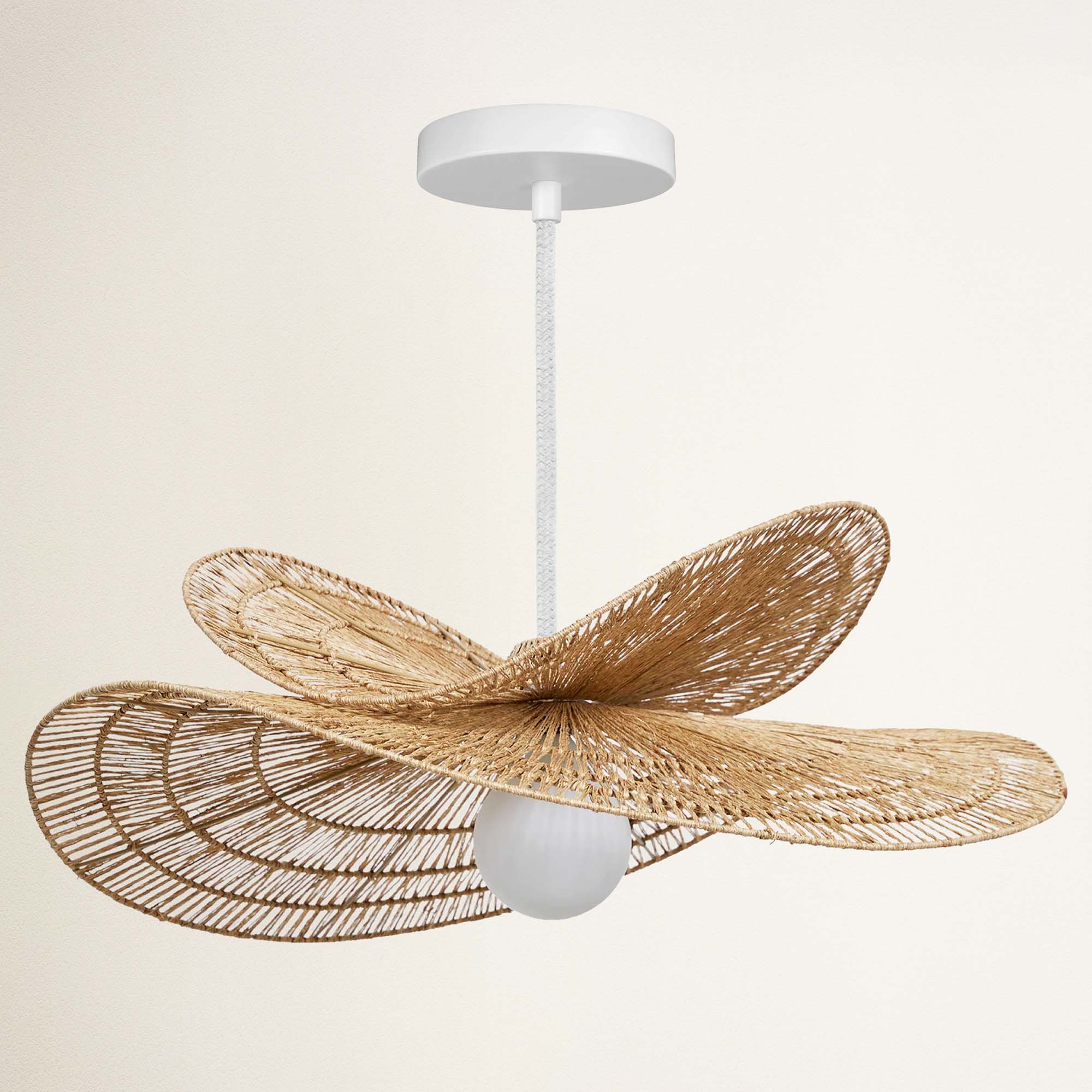 rowabi whisper leaf hardwire white with a white bulb