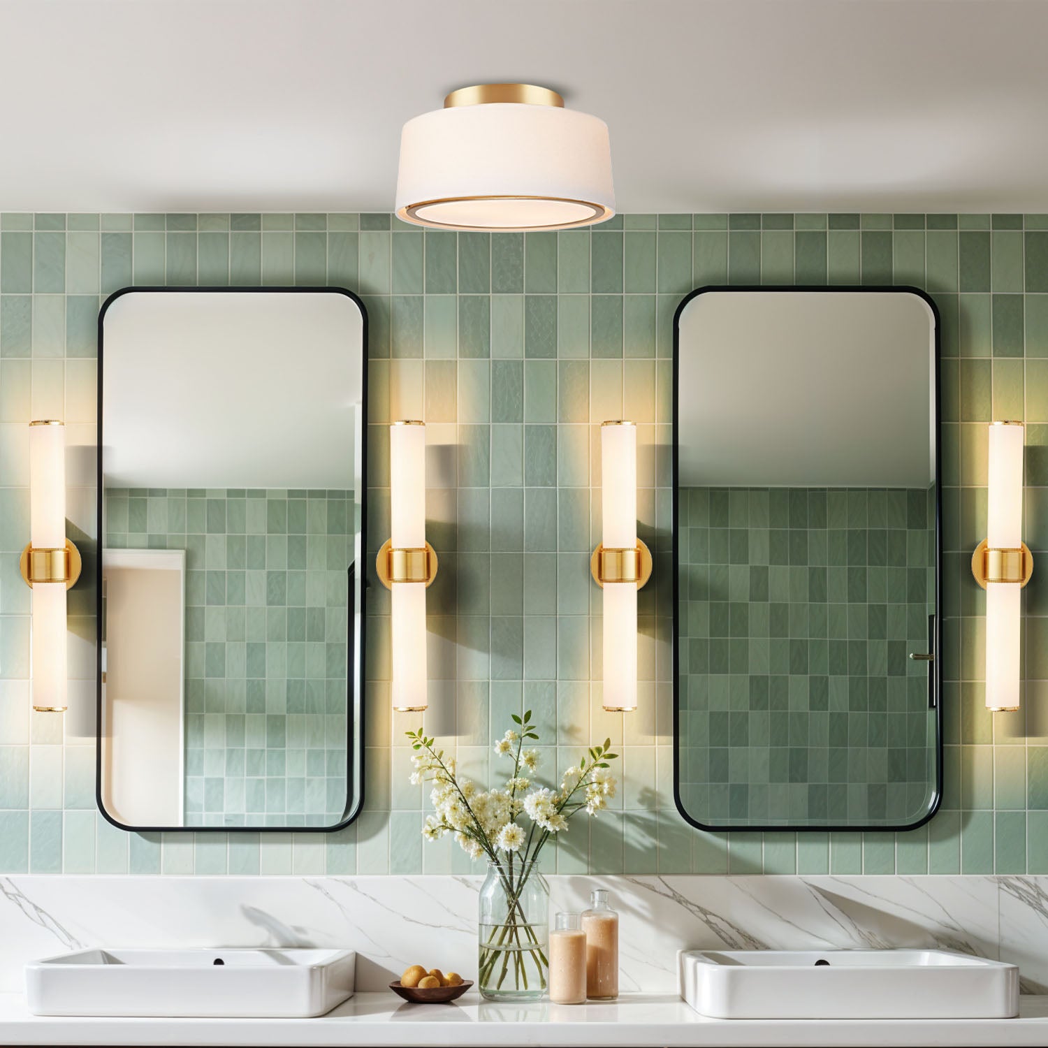 saber double glass sconce haven flush mount