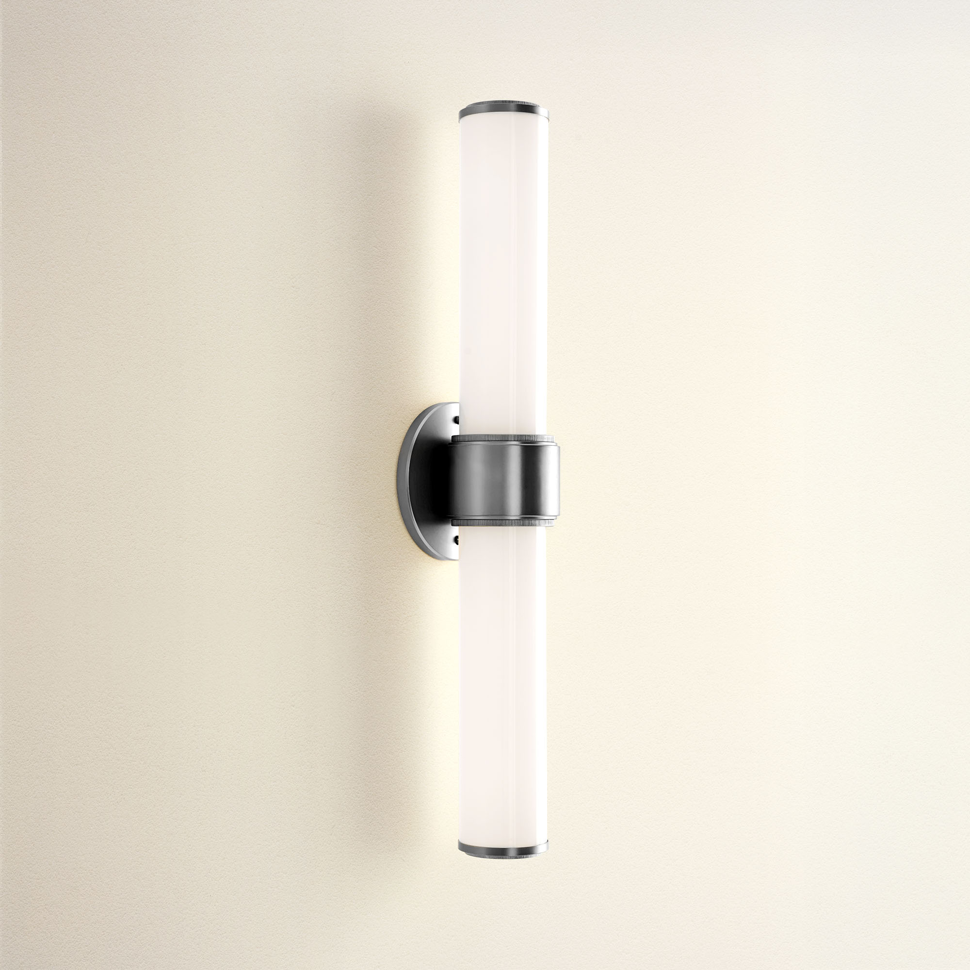 Saber Double Glass Black Sconce