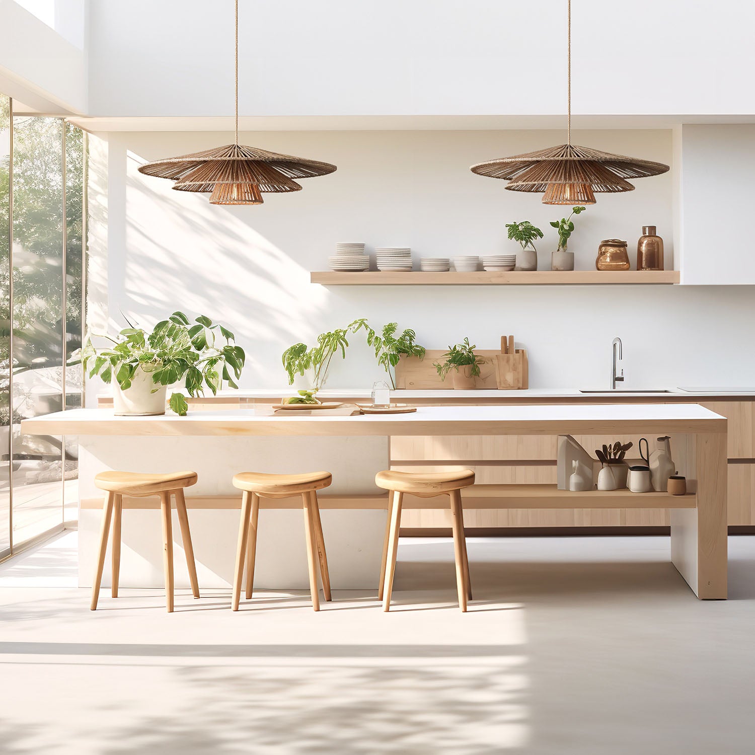 sammy tier rattan pendant light kitchen island