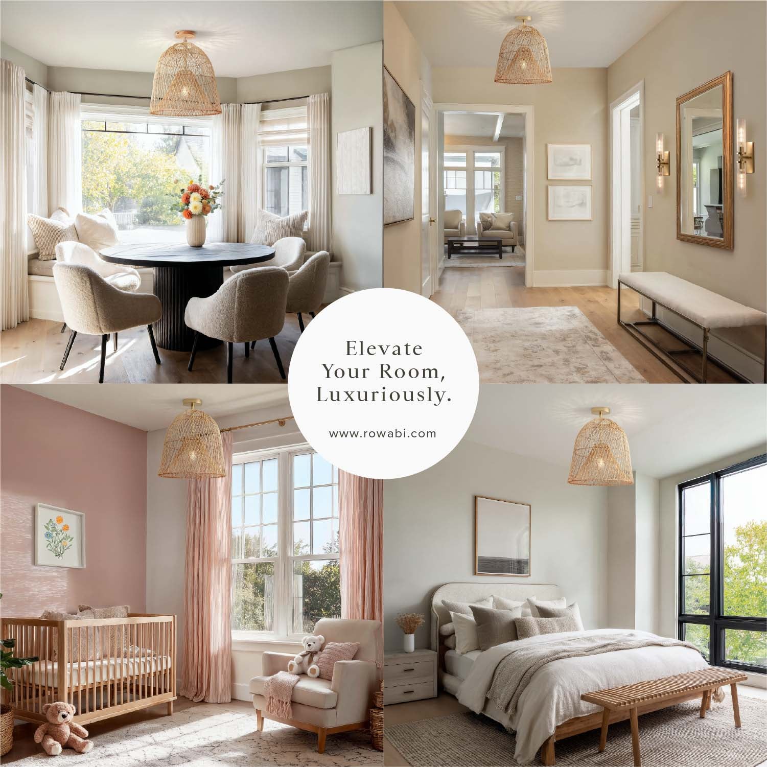 Santa Barbara Rattan Flush Mount Light