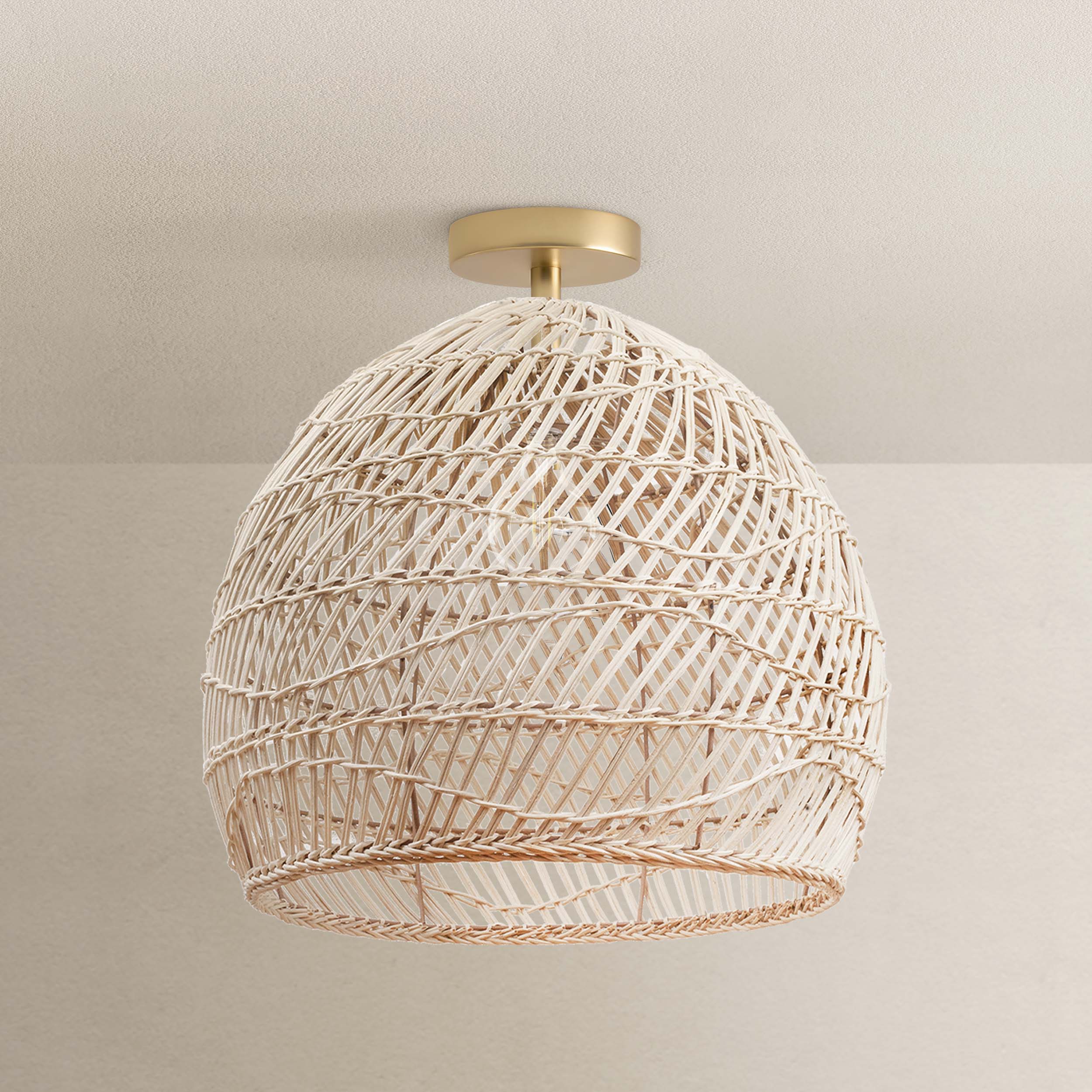 Santana Rattan Flush Mount Light