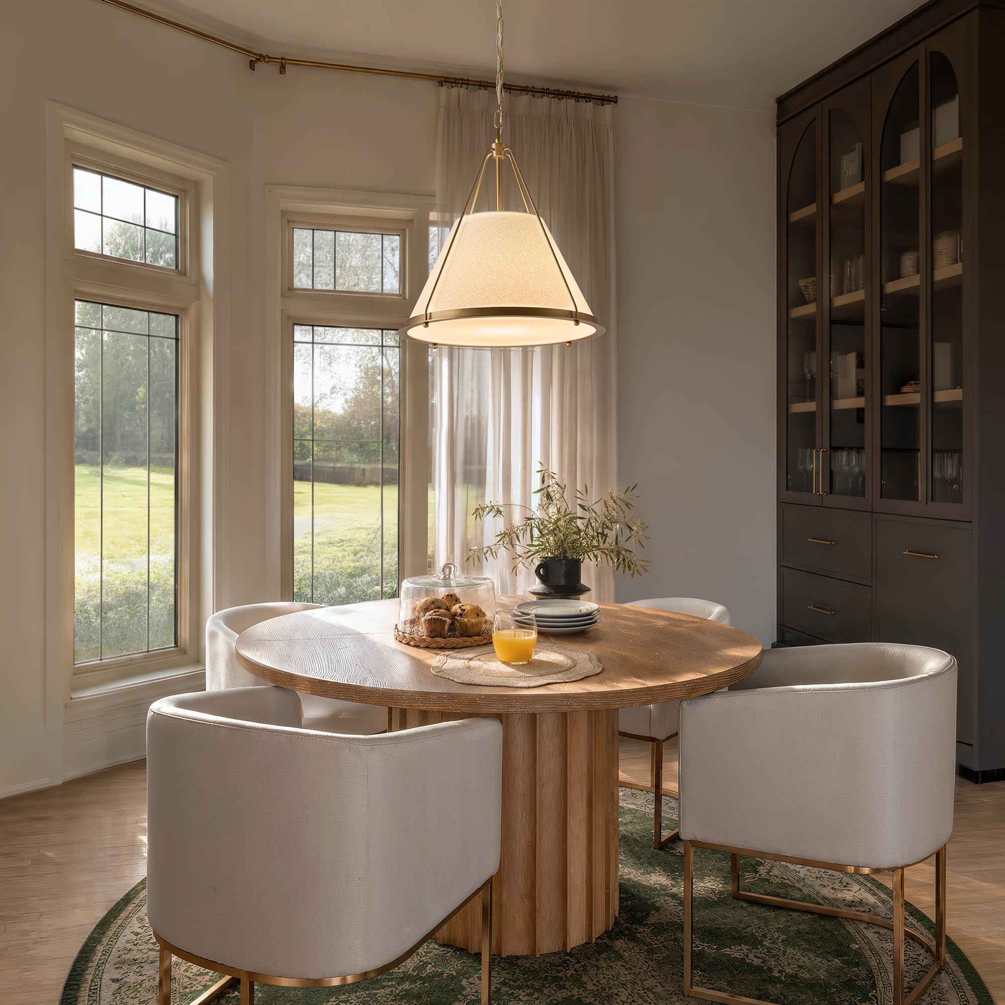 scintilla iron pendant light on for modern dining