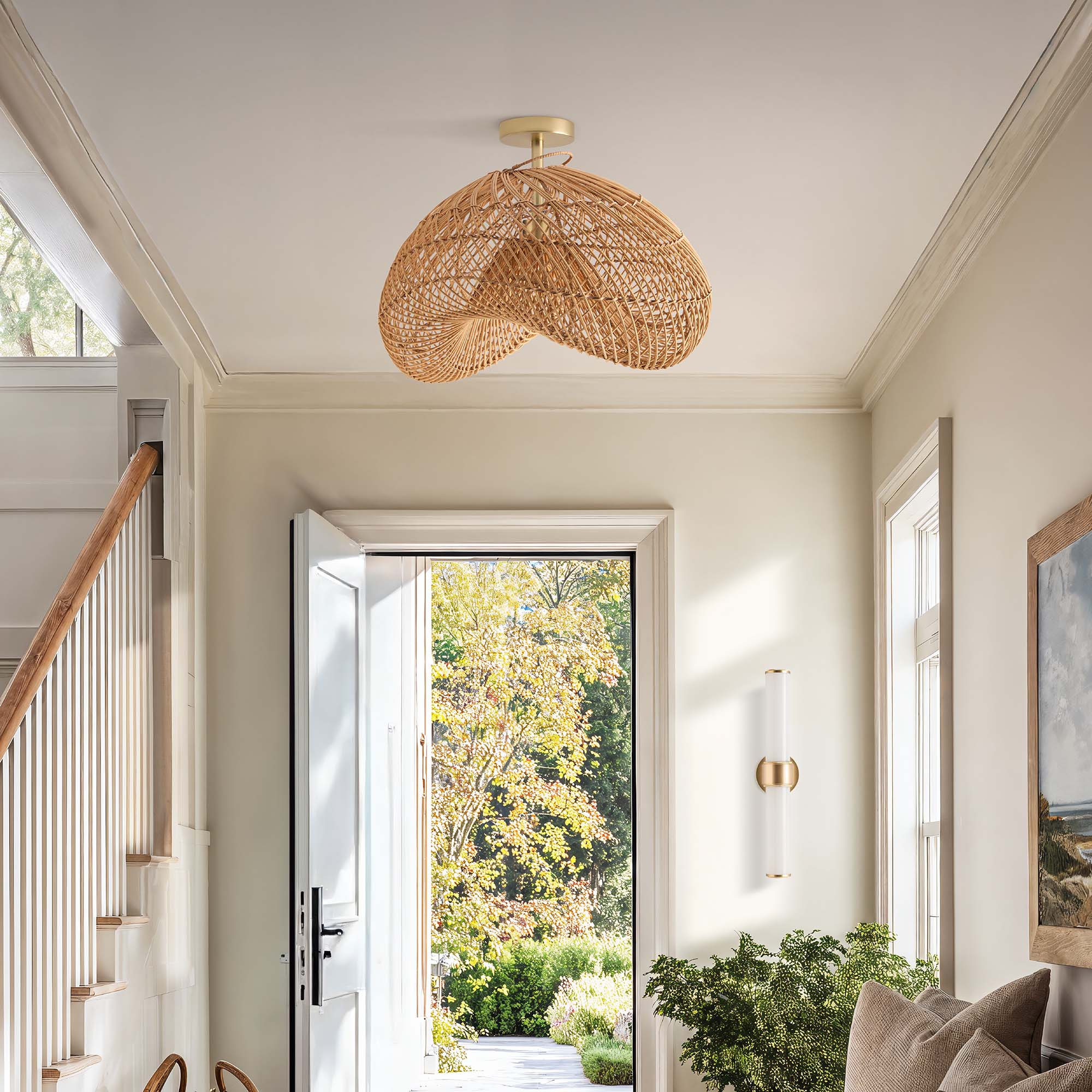 Sepherina Rattan Flush Mount Light