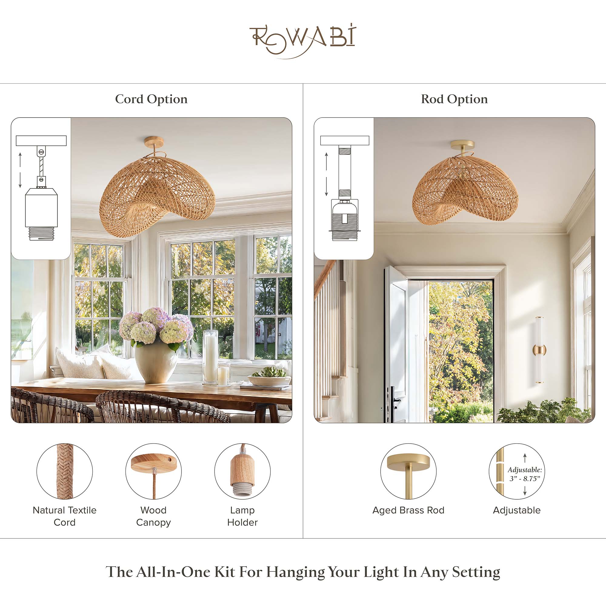 Sepherina Rattan Flush Mount Light