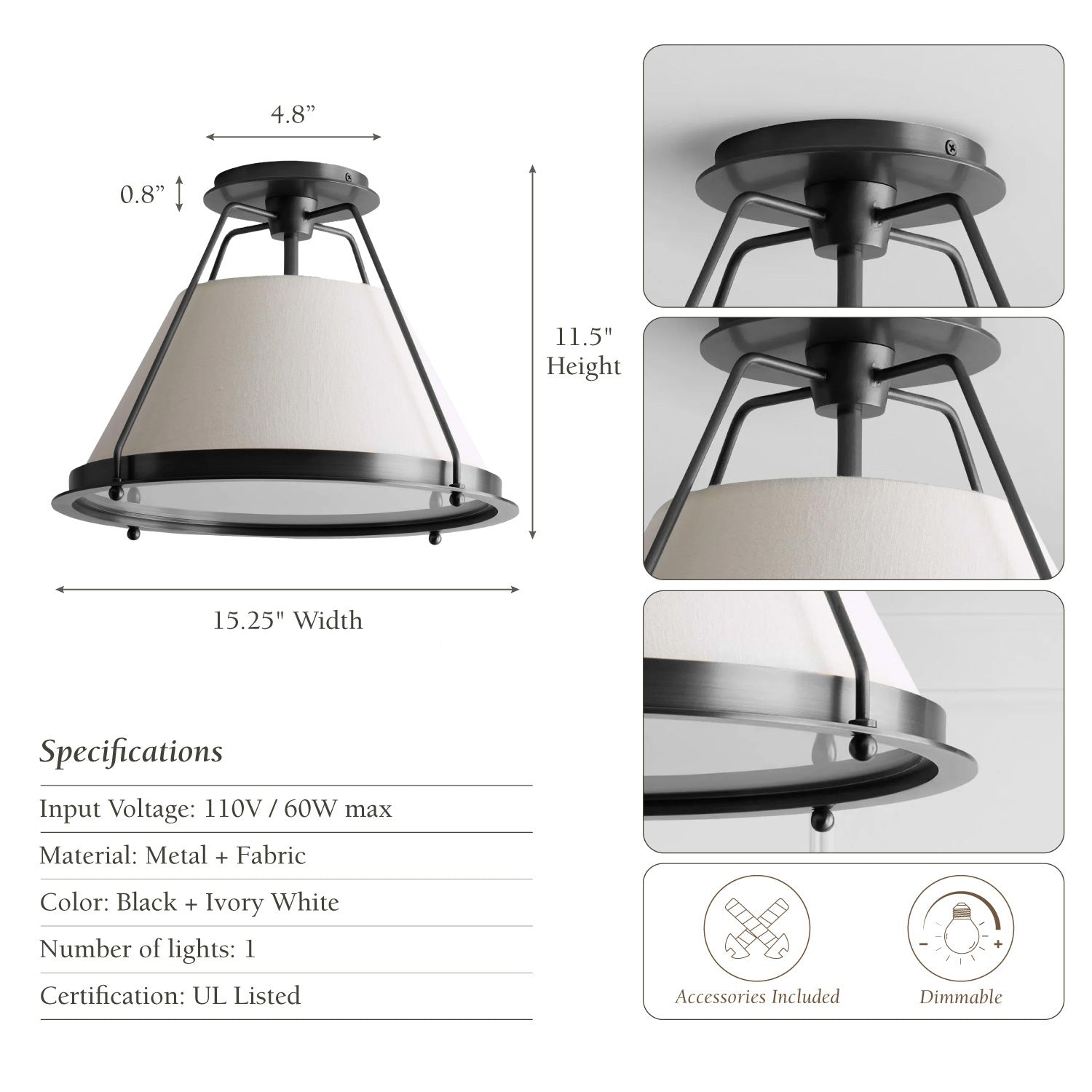 Solacer Black Flush Mount