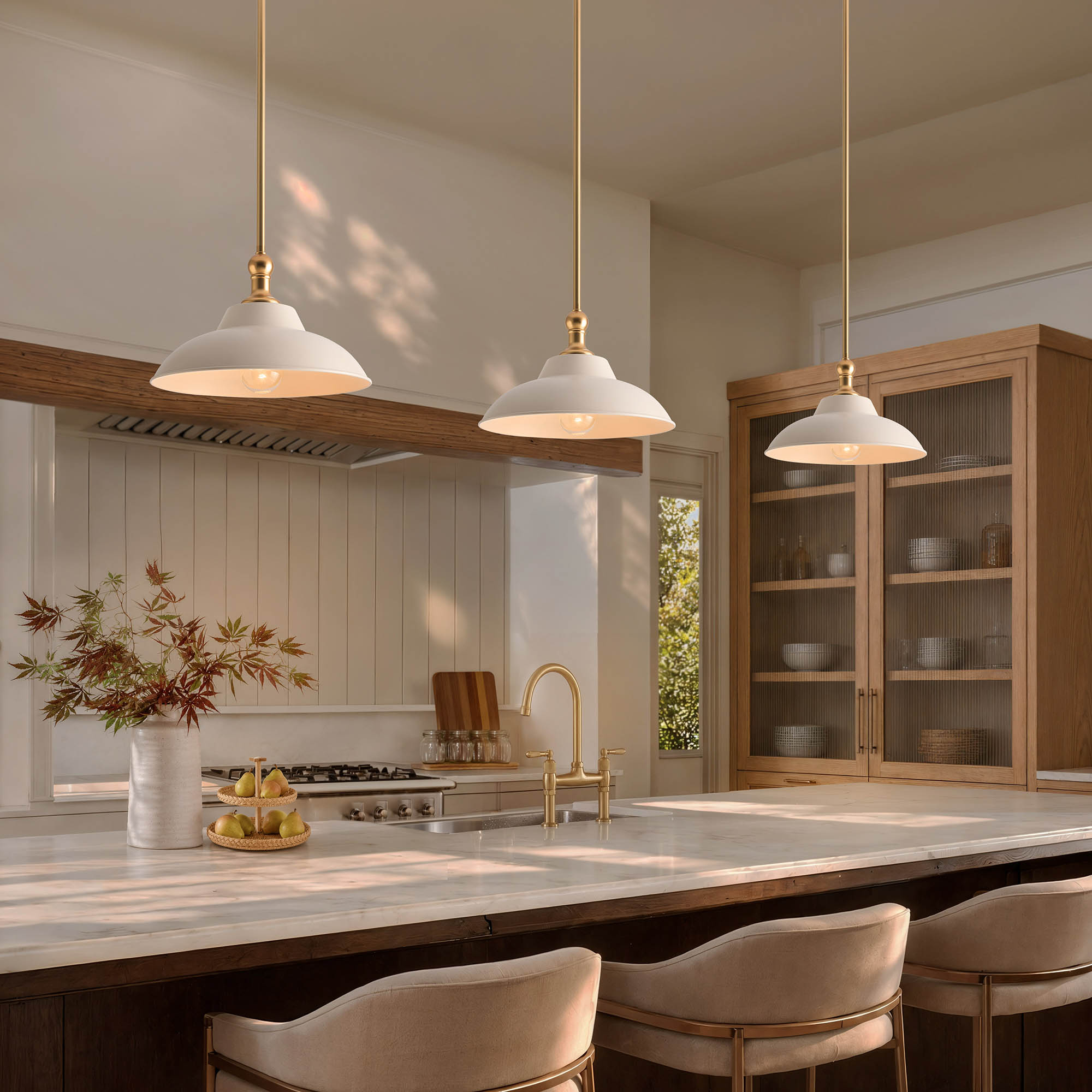tresor white pendant light on neutral kitchen